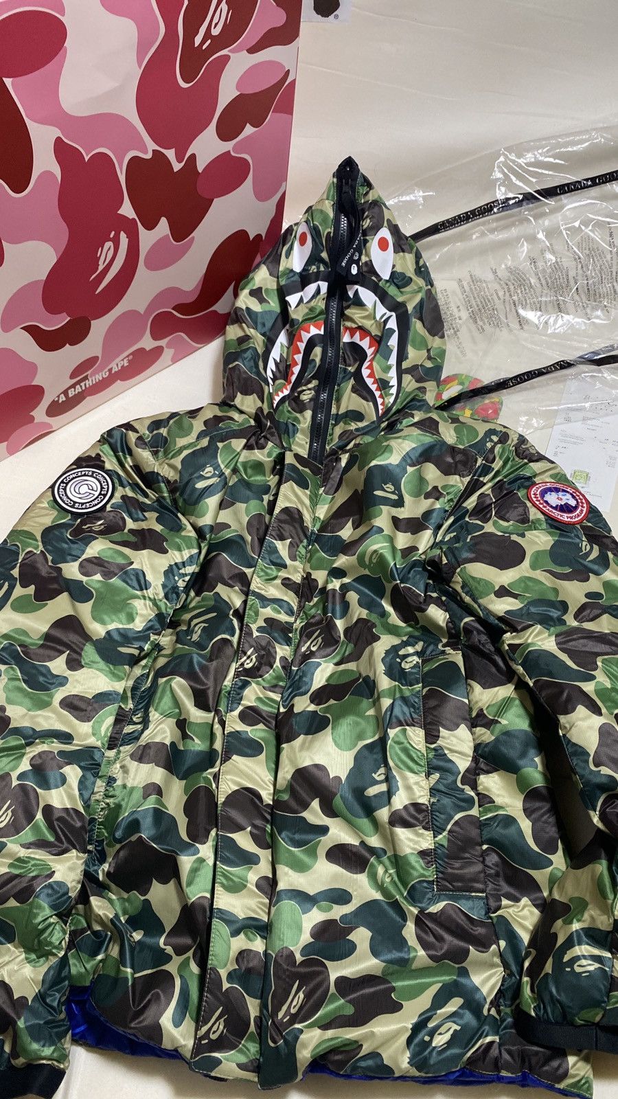 A Bathing Ape X Canada Goose X Concepts Reversible Jacket M
