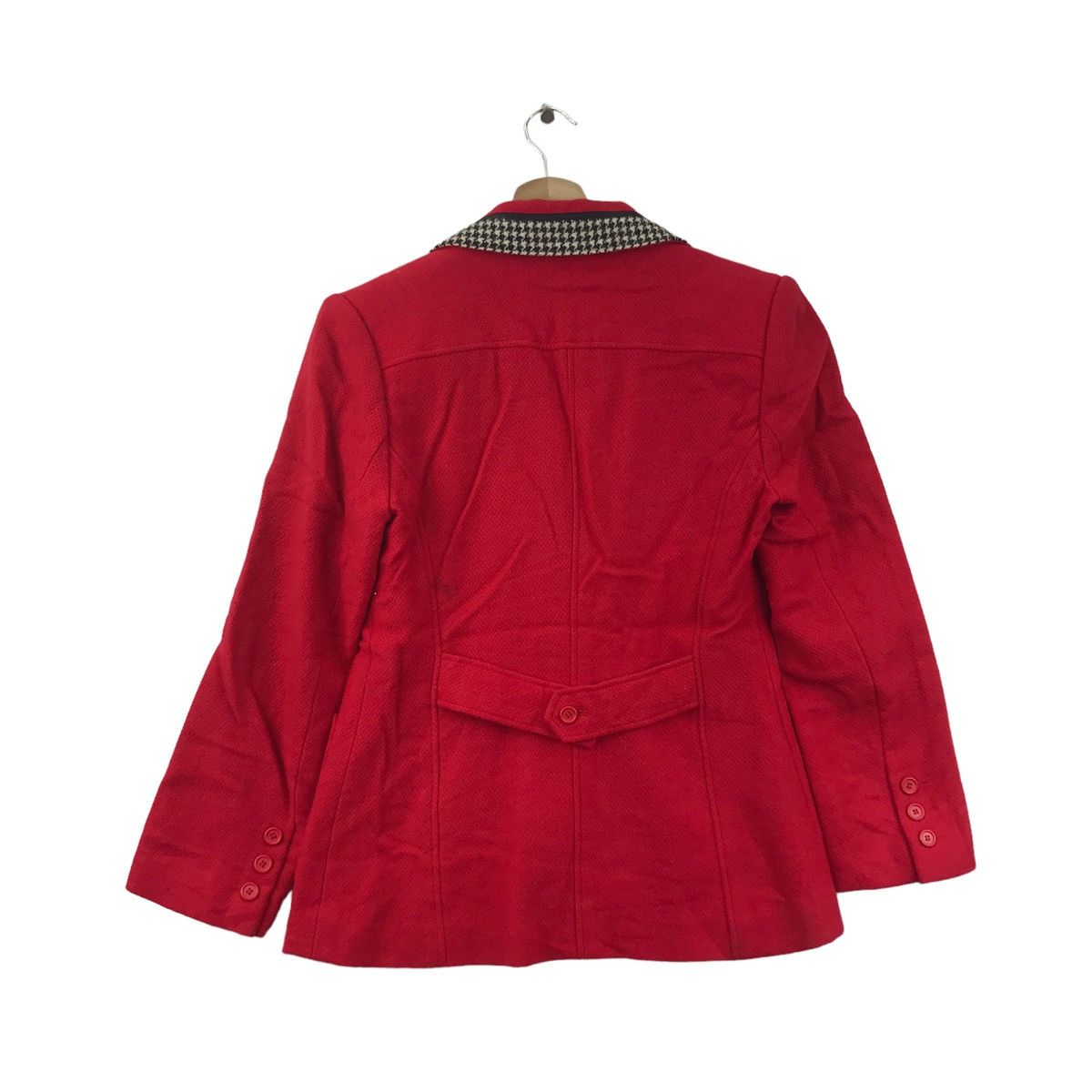 Vintage HIYOSHIYA HANAE MORI Japan Check Collar Red Plain Blazer Size XS / US 0-2 / IT 36-38 - 6 Thumbnail