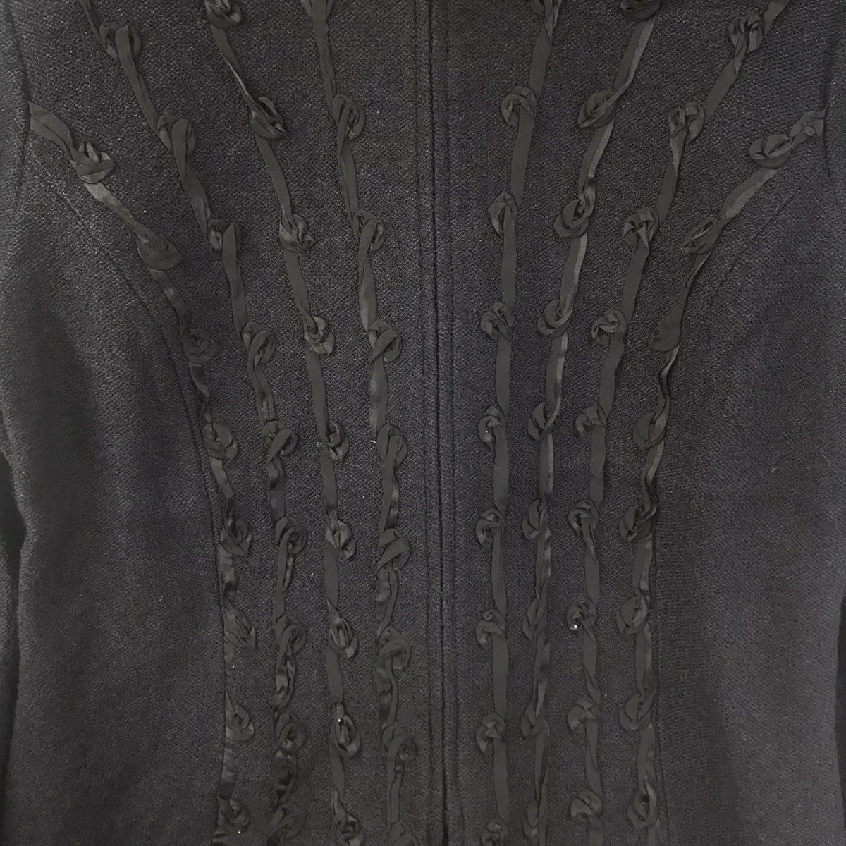 Vintage ST. JOHN COUTURE Strings Design Black Full Zipper Jacket Size XS / US 0-2 / IT 36-38 - 3 Thumbnail