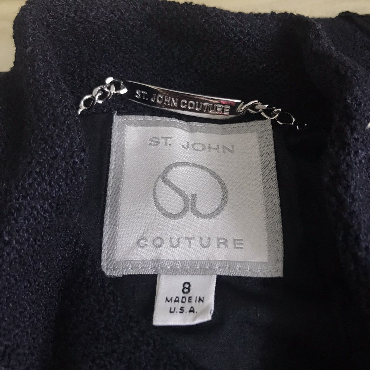 Vintage ST. JOHN COUTURE Strings Design Black Full Zipper Jacket Size XS / US 0-2 / IT 36-38 - 4 Thumbnail