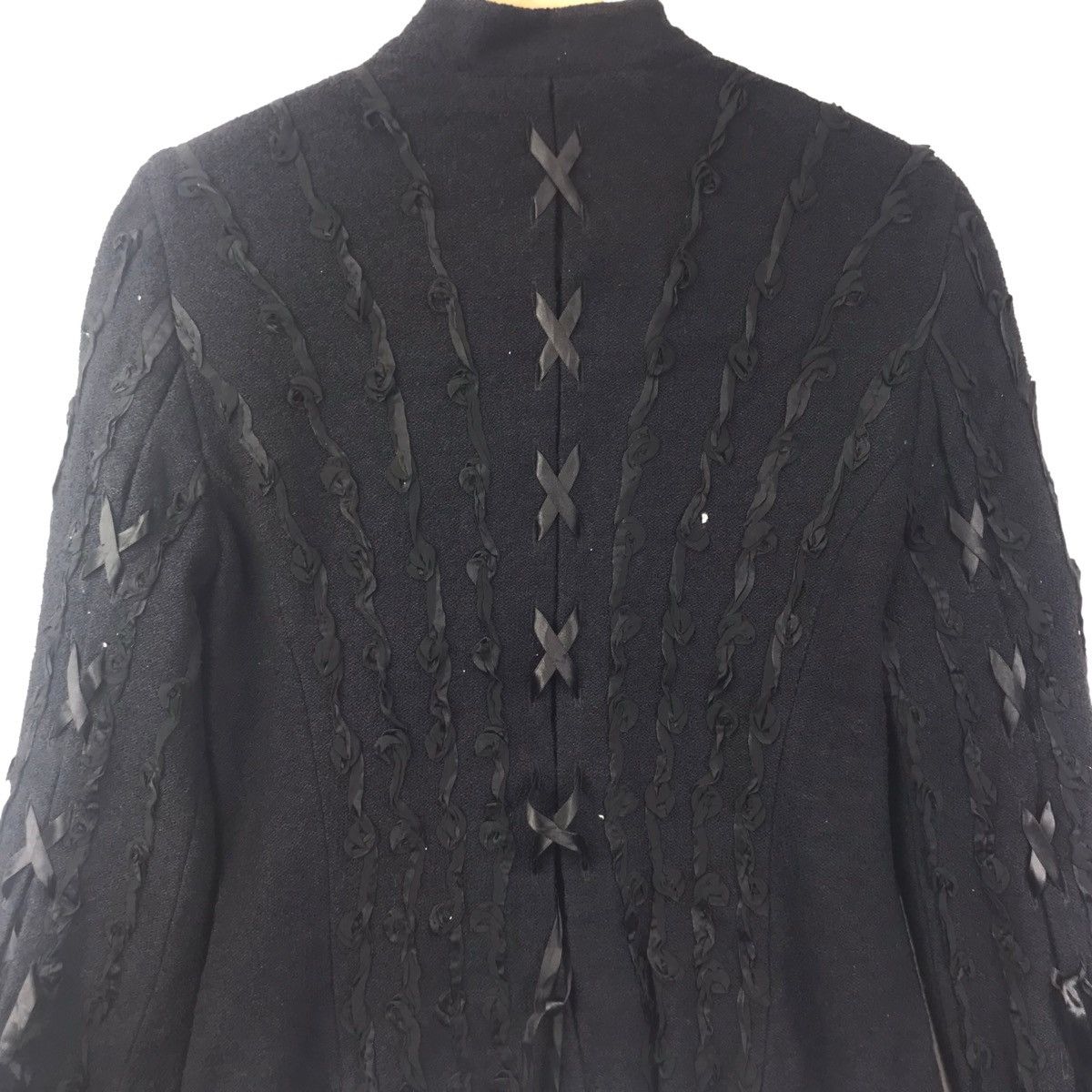 Vintage ST. JOHN COUTURE Strings Design Black Full Zipper Jacket Size XS / US 0-2 / IT 36-38 - 8 Thumbnail
