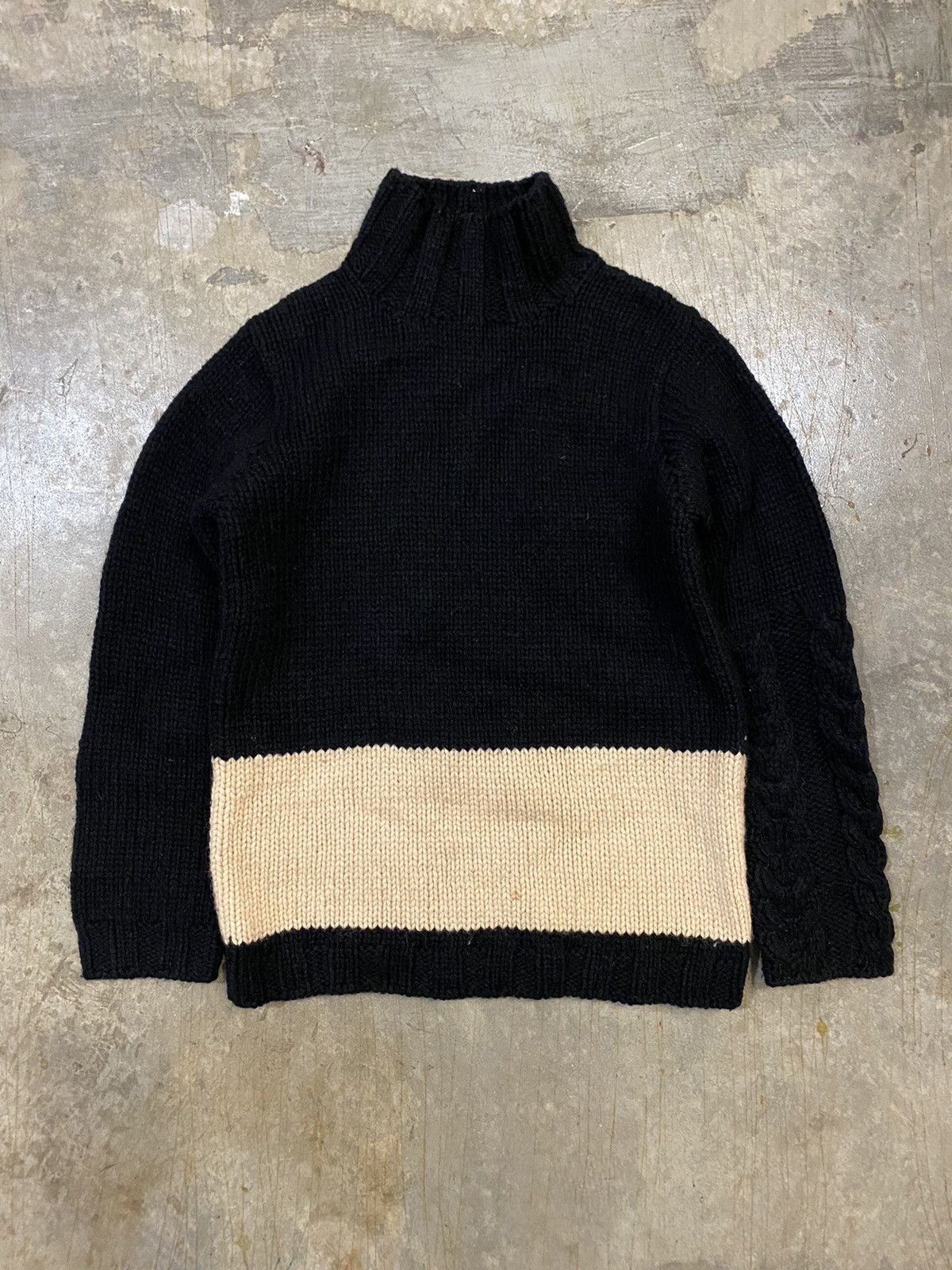 Diet Butcher Slim Skin AW2002 Seditionaries stripe Heavy cable Knit turtleneck Size US L / EU 52-54 / 3 - 2 Thumbnail