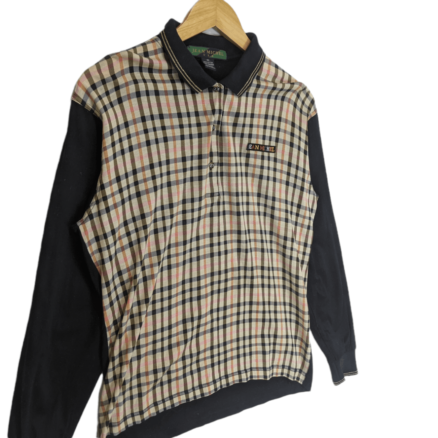 Japanese Brand JEAN MICHEL Check Long Sleeve Polo Shirt Size US M / EU 48-50 / 2 - 3 Thumbnail