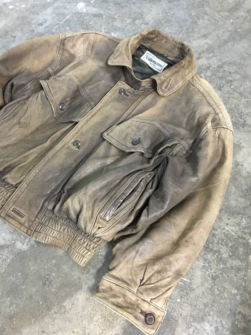 Vintage Vintage Vallemosso Bomber Leather Jacket Size US M / EU 48-50 / 2 - 7 Thumbnail