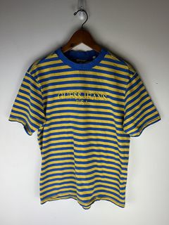 Guess Jeans x ASAP Rocky Green/Yellow Striped T Shirt Large