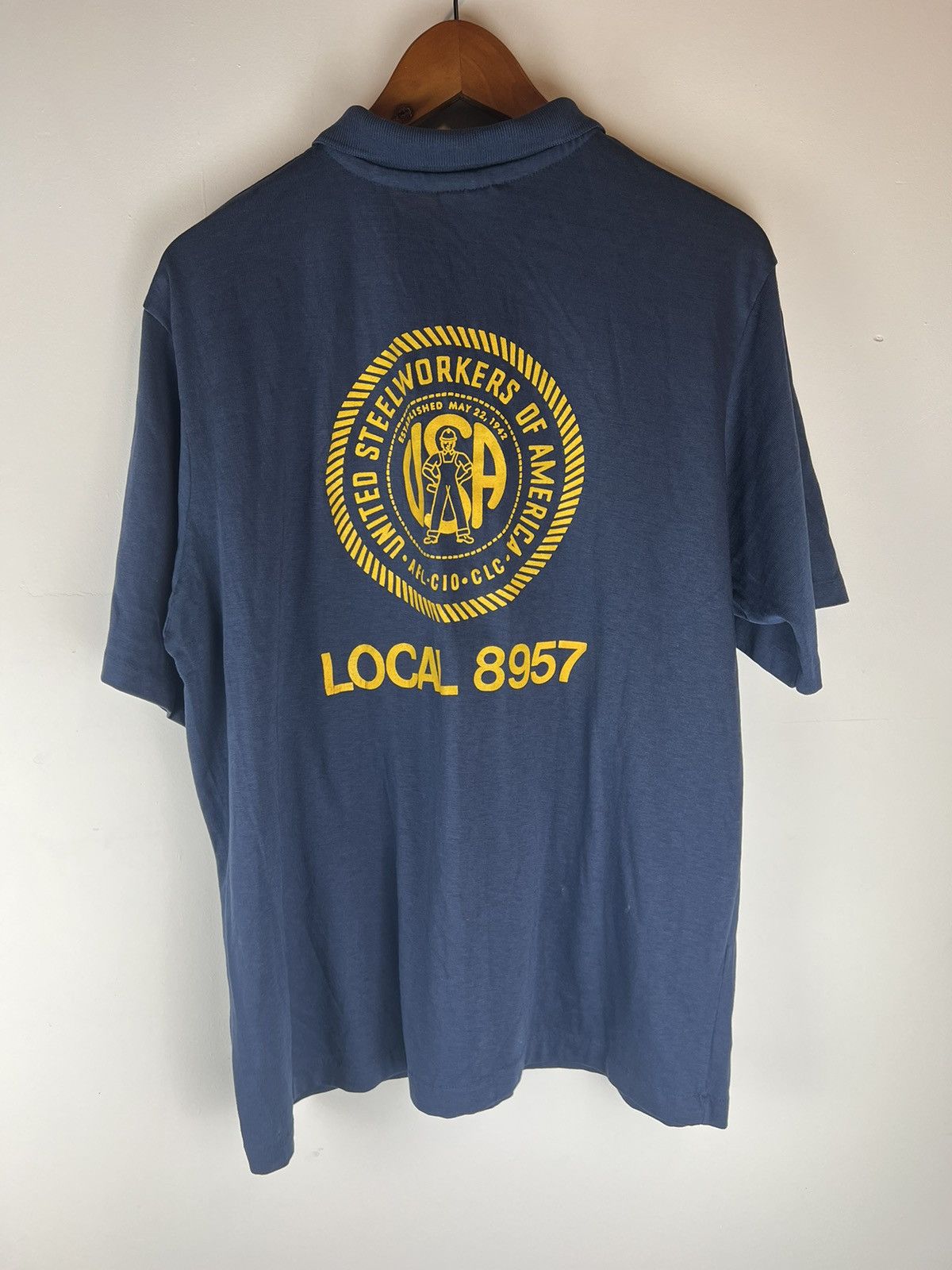 Hanes × Vintage Vintage Hanes United Steelworkers of America Workwear Polo Size US L / EU 52-54 / 3 - 1 Thumbnail