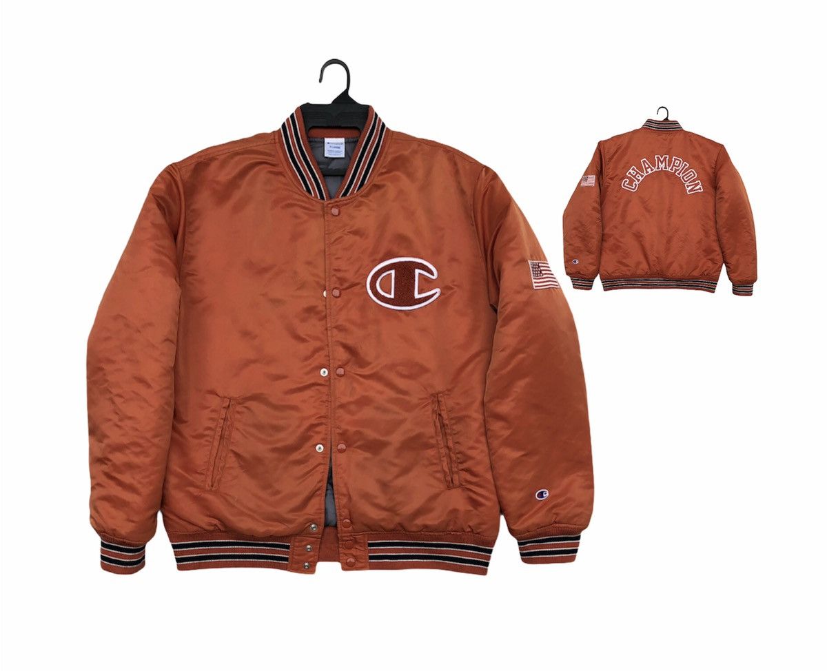 Champion Vintage Champion Big Logo Nylon Varsity Bomber Jacket Size US XL / EU 56 / 4 - 1 Thumbnail