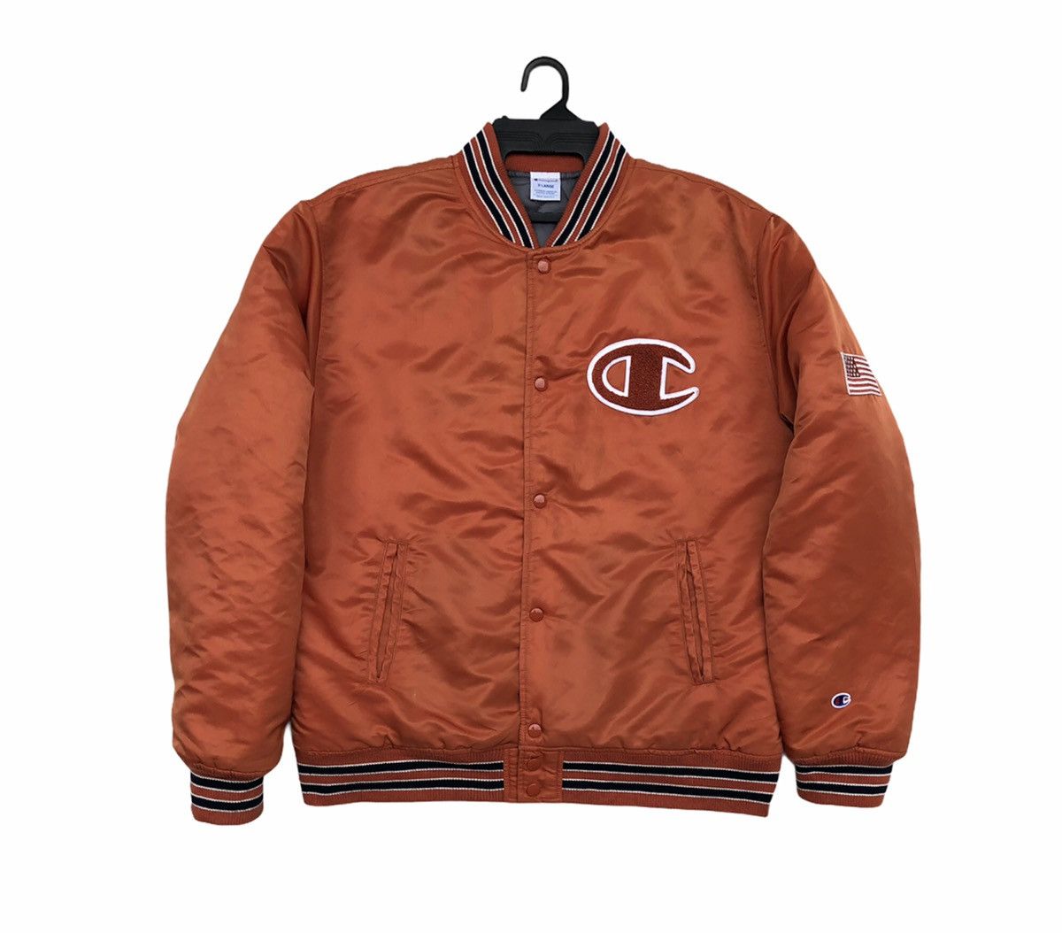 Champion Vintage Champion Big Logo Nylon Varsity Bomber Jacket Size US XL / EU 56 / 4 - 4 Thumbnail