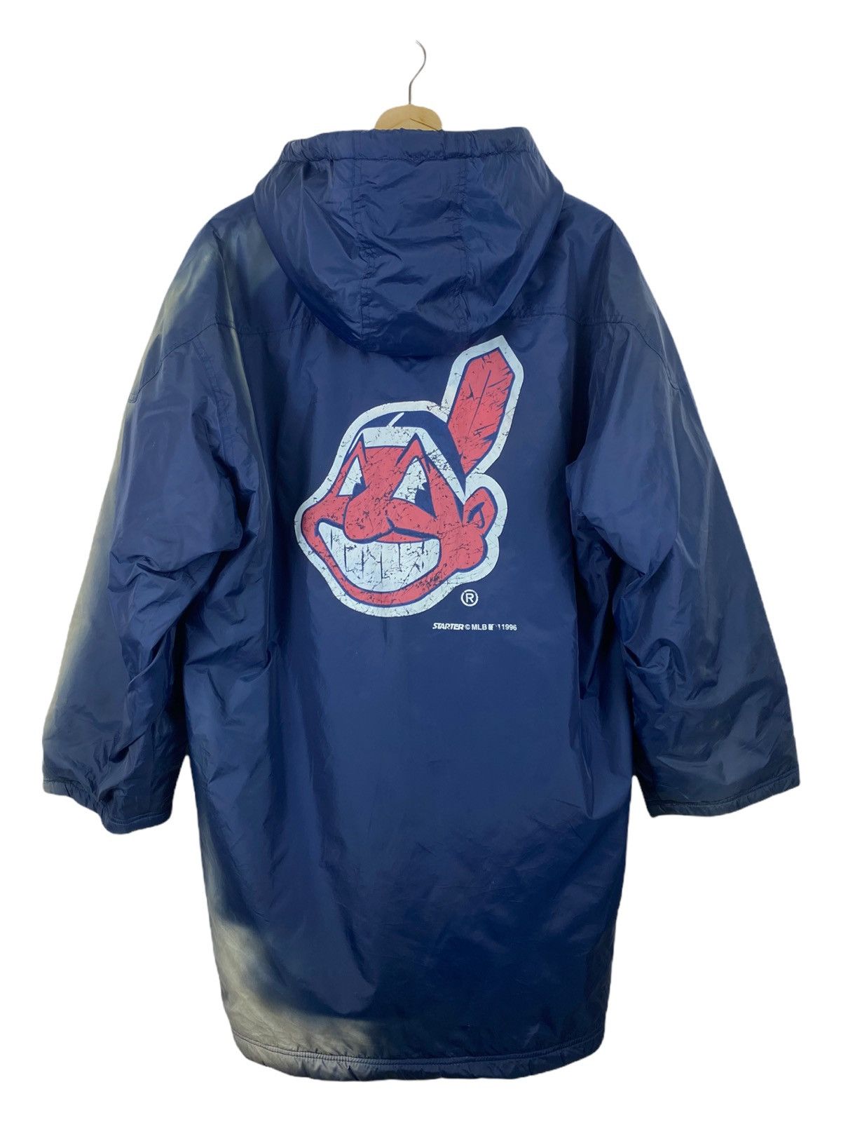 image of Vintage 1996 Cleveland Indians Mlb Windbreaker in Faded Blue, Men's (Size XL)