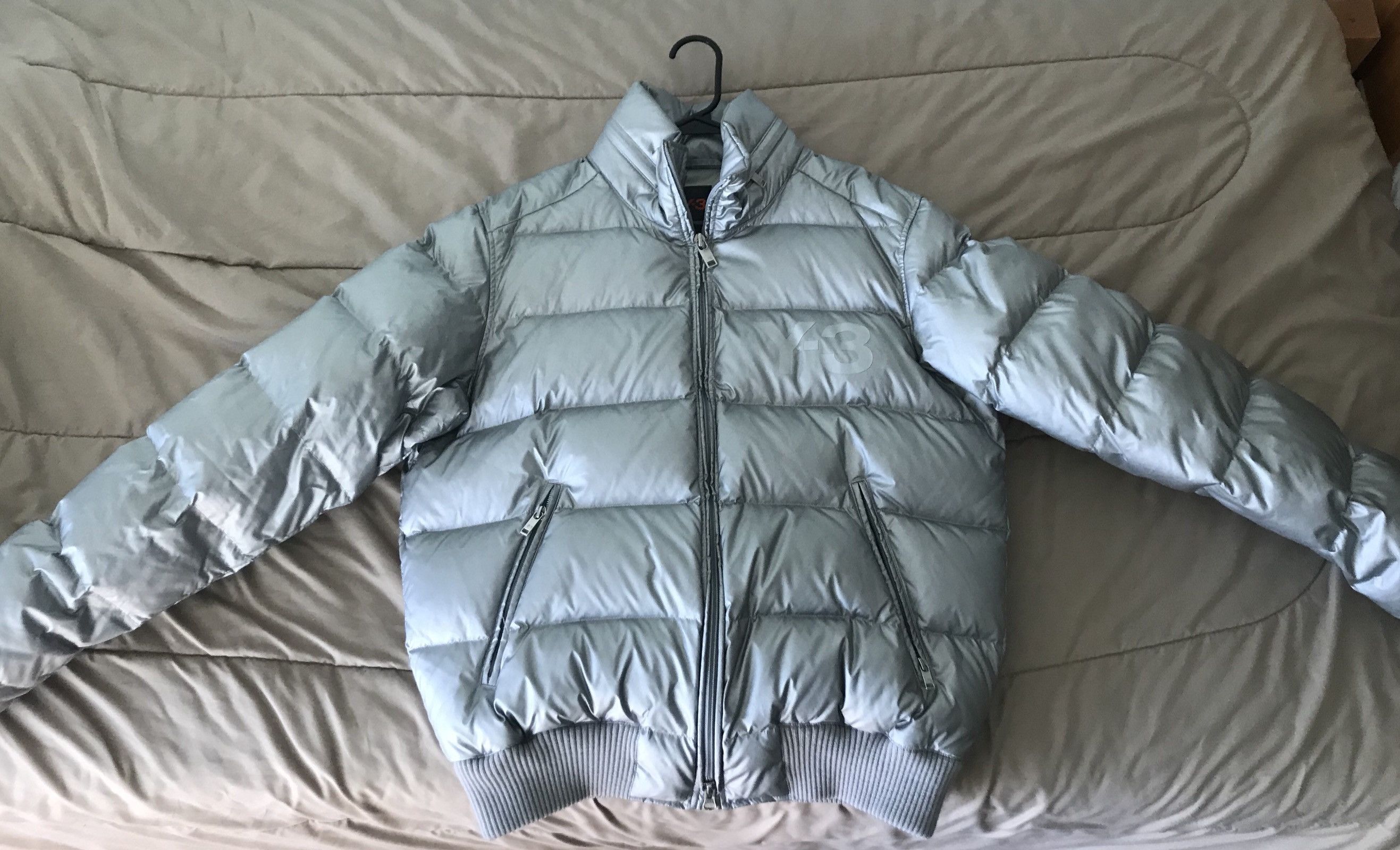 Y-3 × Yohji Yamamoto Silver Y3 Down Jacket With Hidden Hood