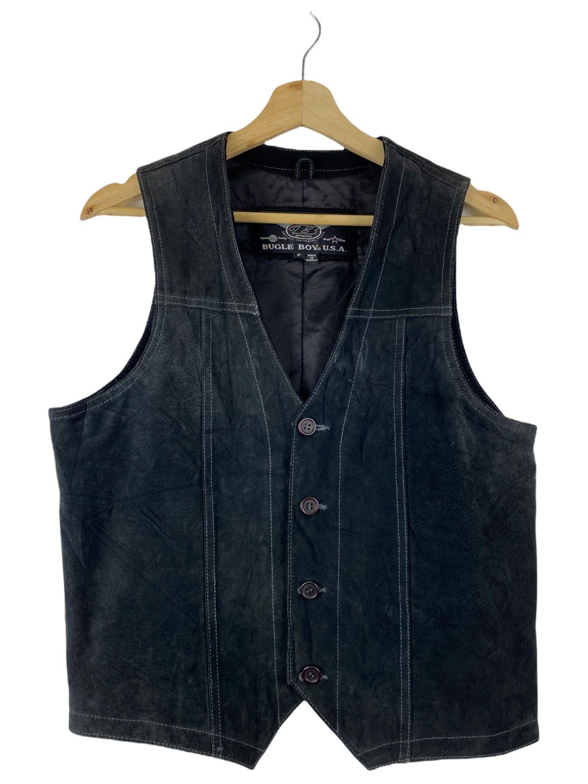 Bugle Boy × Leather × Vintage Vintage Bugle Boy USA Leather Vest Size US S / EU 44-46 / 1 - 1 Thumbnail