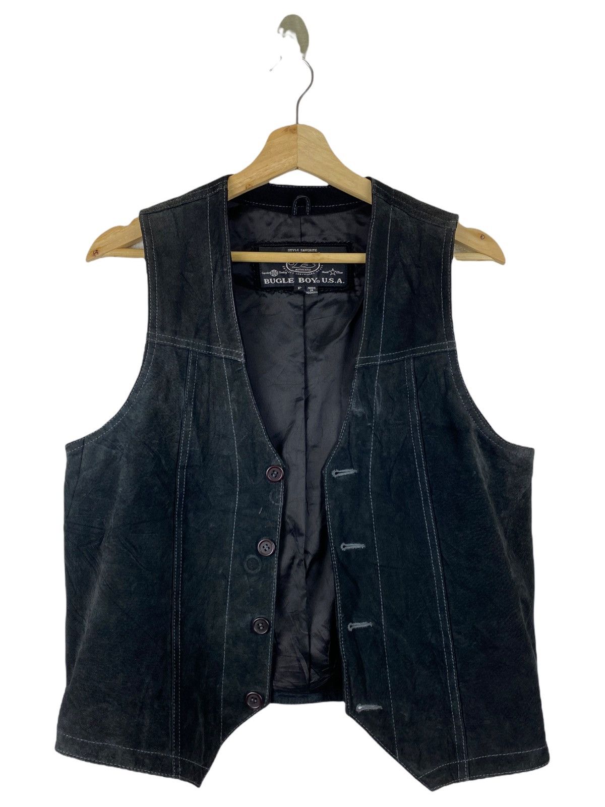 Bugle Boy × Leather × Vintage Vintage Bugle Boy USA Leather Vest Size US S / EU 44-46 / 1 - 3 Thumbnail