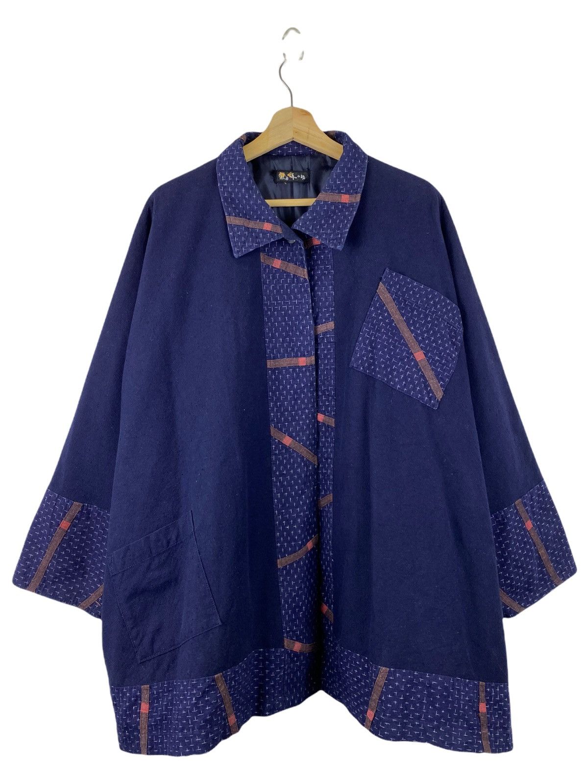 image of Vintage Japanese Fashion Over Size Cotton Jacket in Dark Blue, Men's
