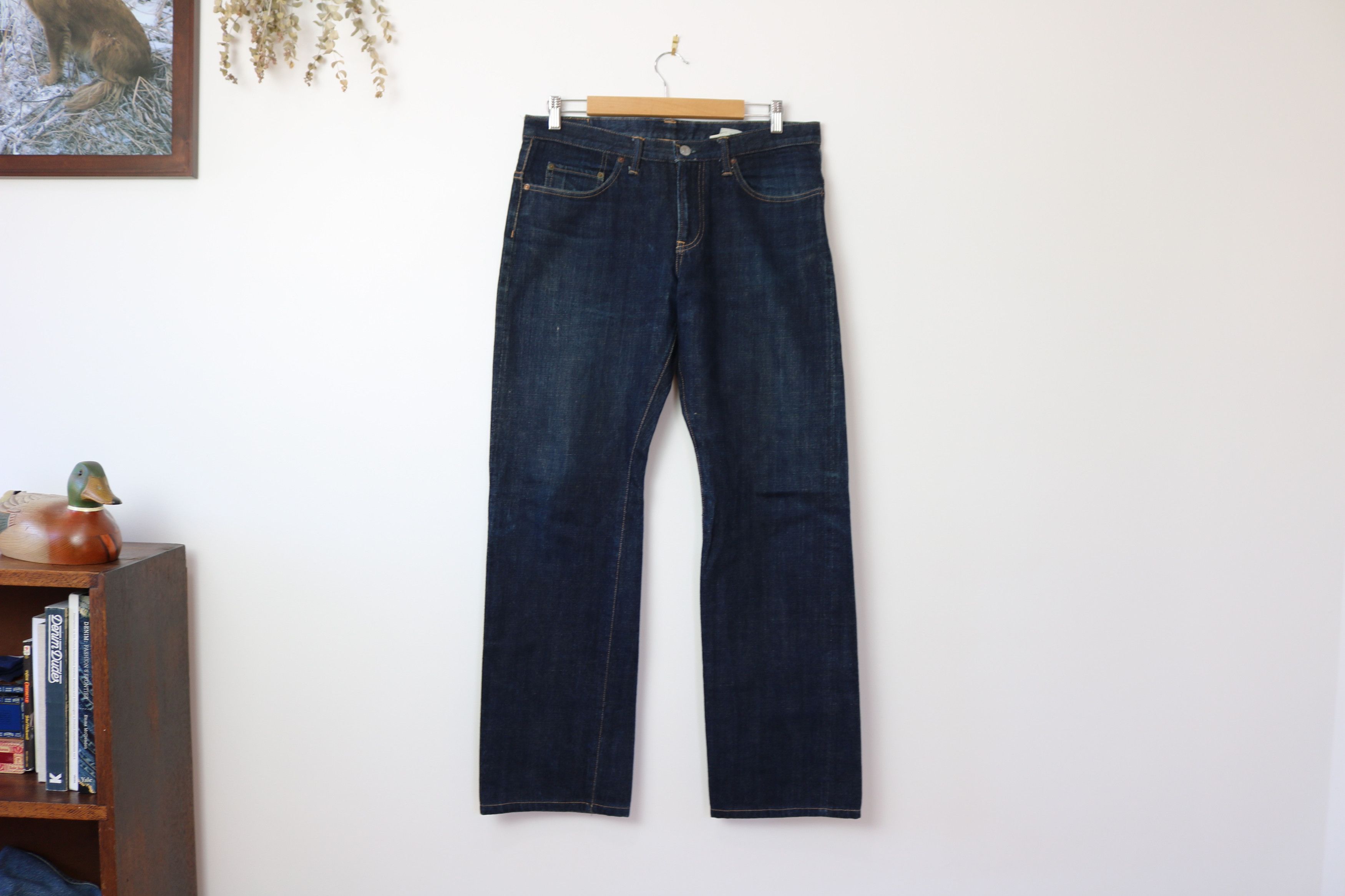 image of Momotaro x Pure Blue Japan Dope+Drakkar Straight Fit Raw Selvedge Denim in Blue, Men's (Size 33)