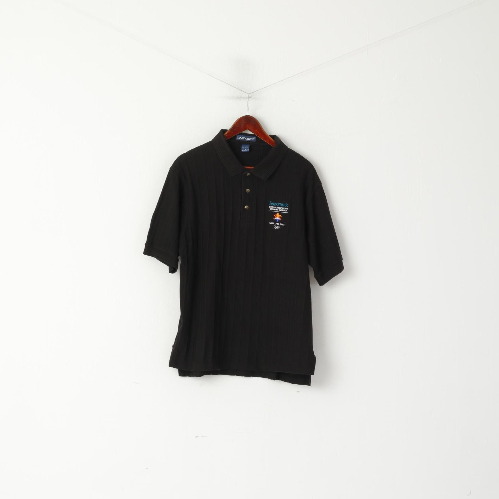 Swingster × Vintage Swingster Men L Polo Shirt Black Salt Lake City 2002 8609 Size US L / EU 52-54 / 3 - 1 Thumbnail