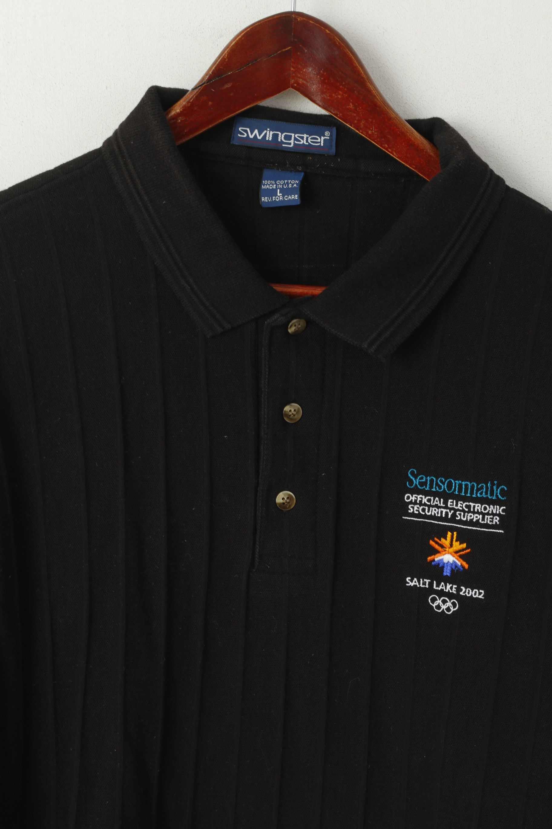 Swingster × Vintage Swingster Men L Polo Shirt Black Salt Lake City 2002 8609 Size US L / EU 52-54 / 3 - 2 Thumbnail
