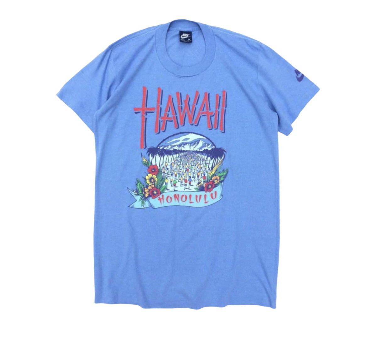 image of VTG Nike 80's Blue Tag Hawaii Honolulu Marathon Tee, Men's (Size Medium)