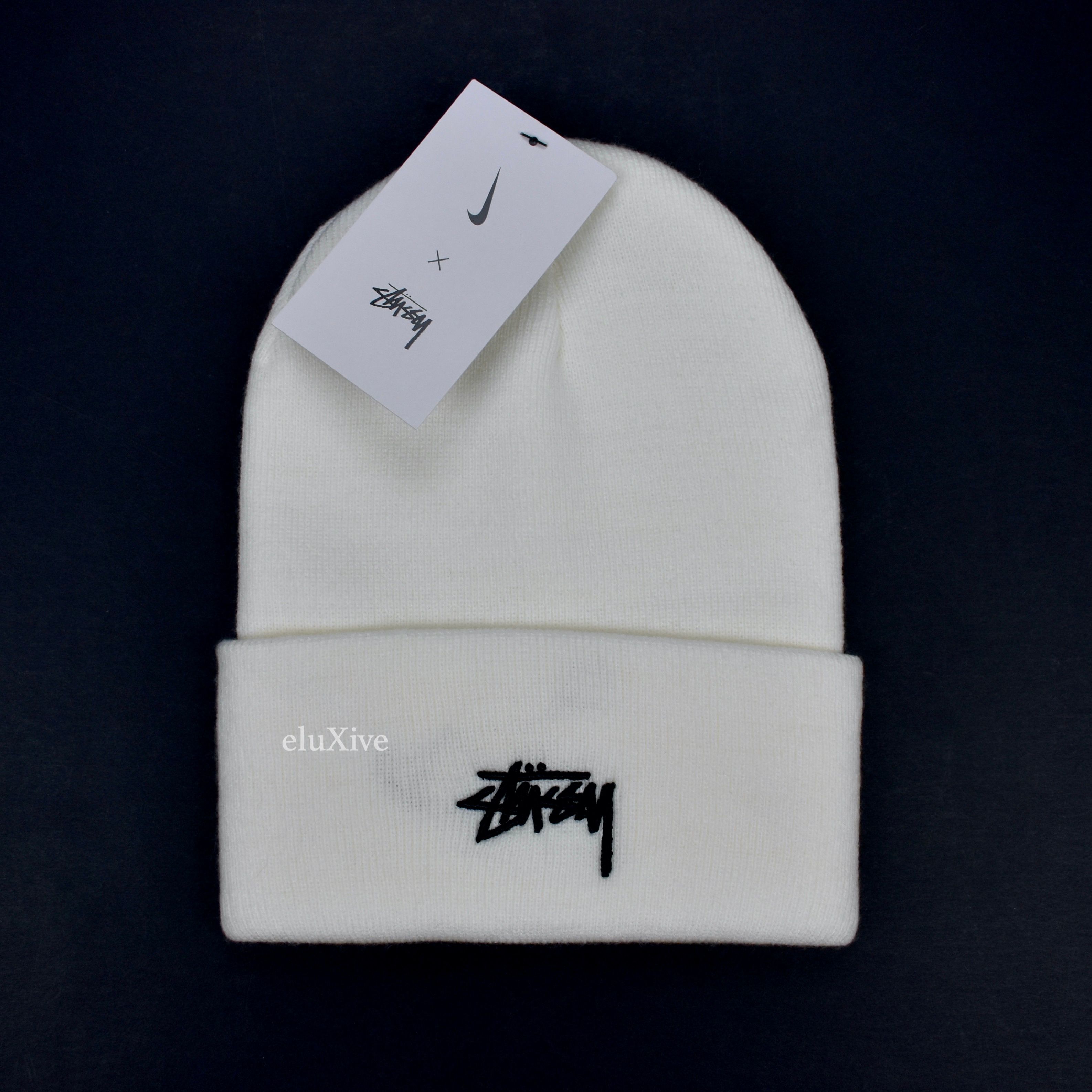 Pre-owned Nike X Stussy Nike Stussy White Logo Embroidered Beanie Ds Ss22