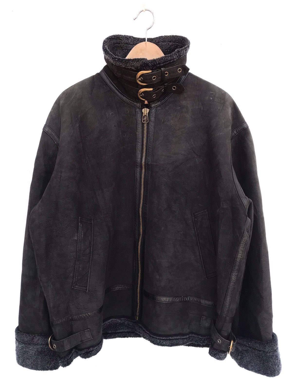 VINTAGE LEATHER JACKET FULL ZIPPED