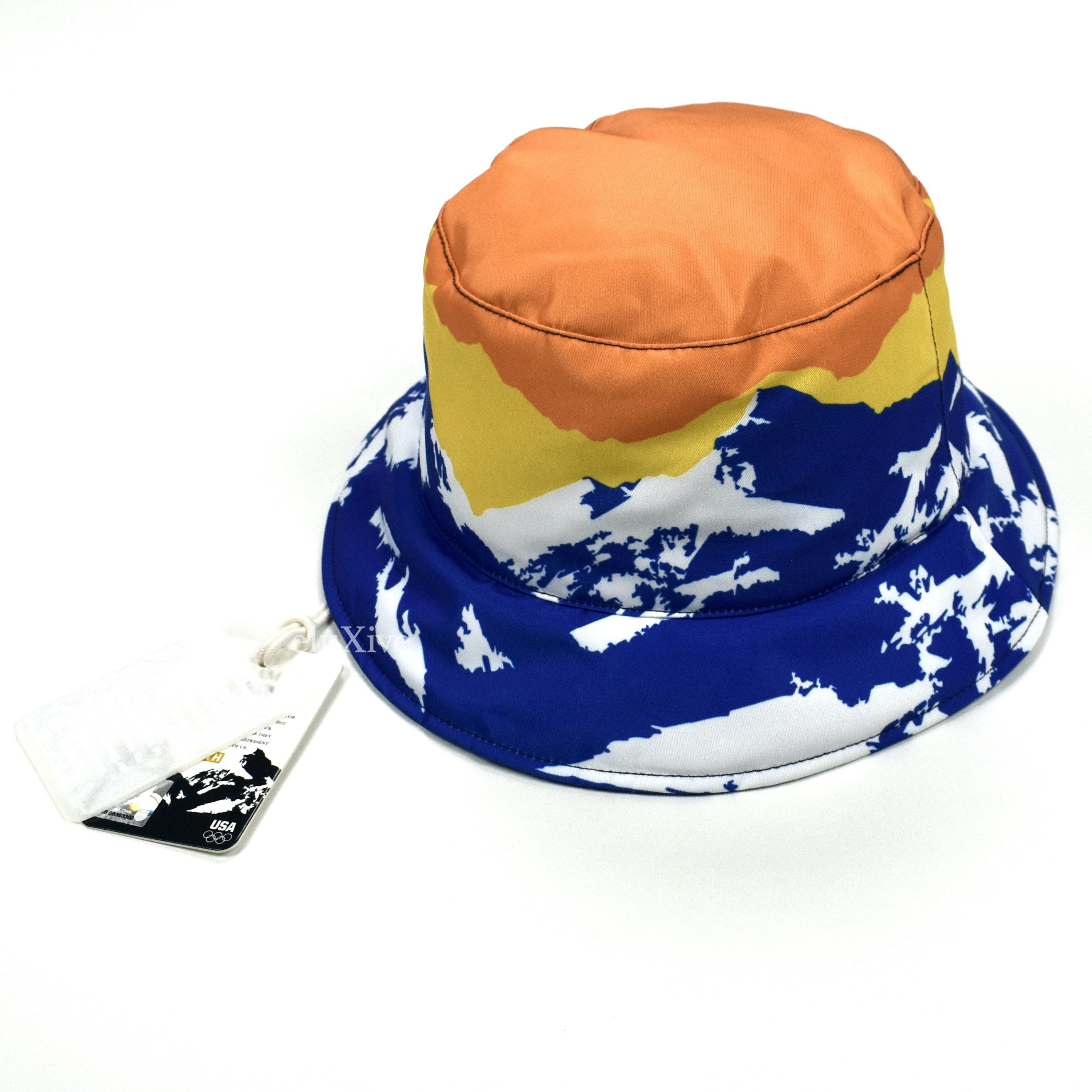 image of Kith Team Usa Mountain Print Bucket Hat Orange Ds, Men's