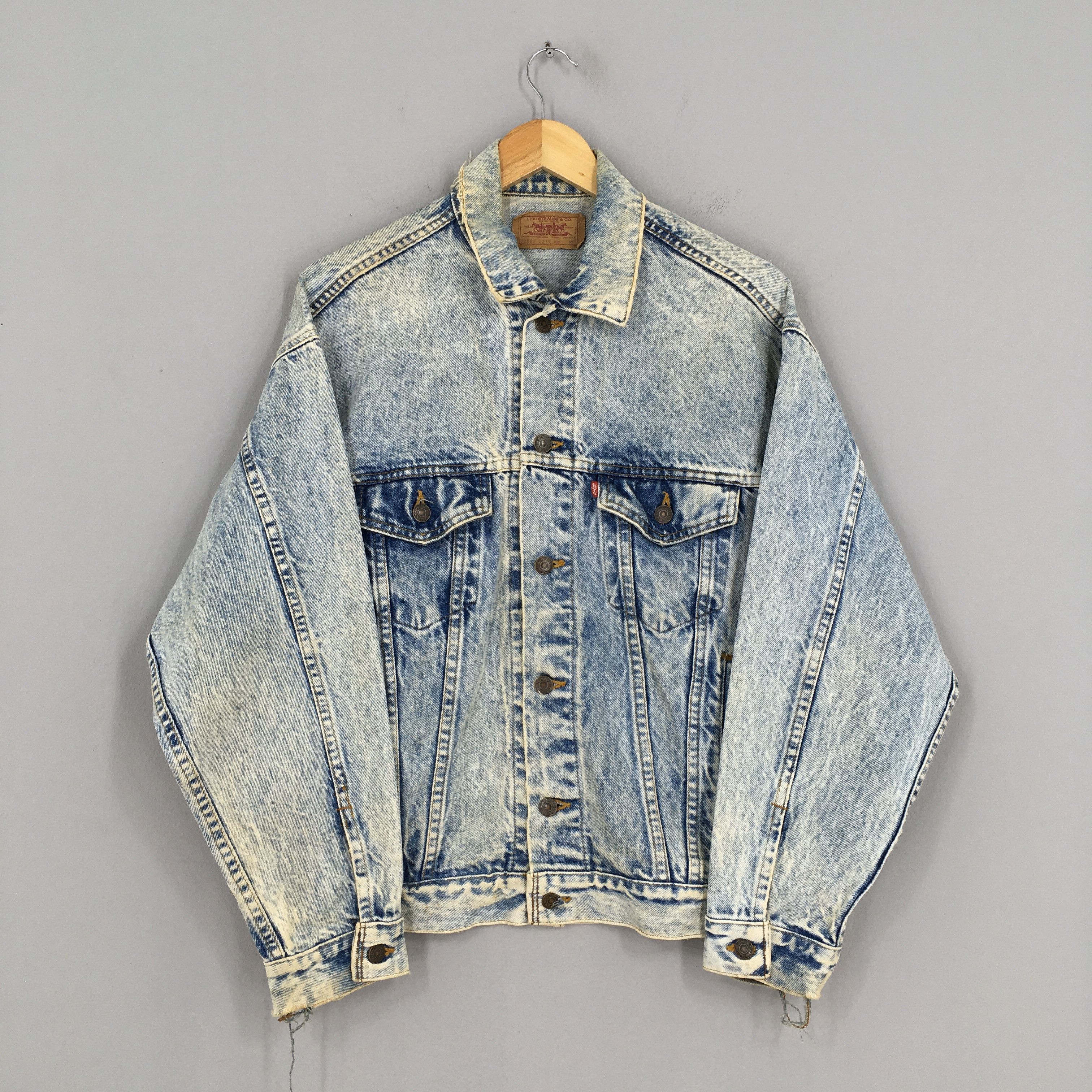image of Vintage Levis Trucker Denim Jeans Acid Wash Jacket Medium, Men's