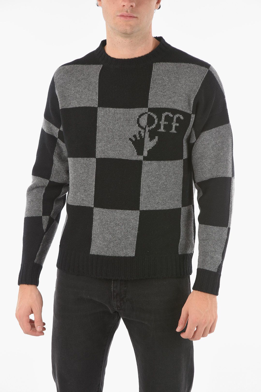 image of Off White Off-White Checkered Logo Sweatshirt, Men's (Size Small)