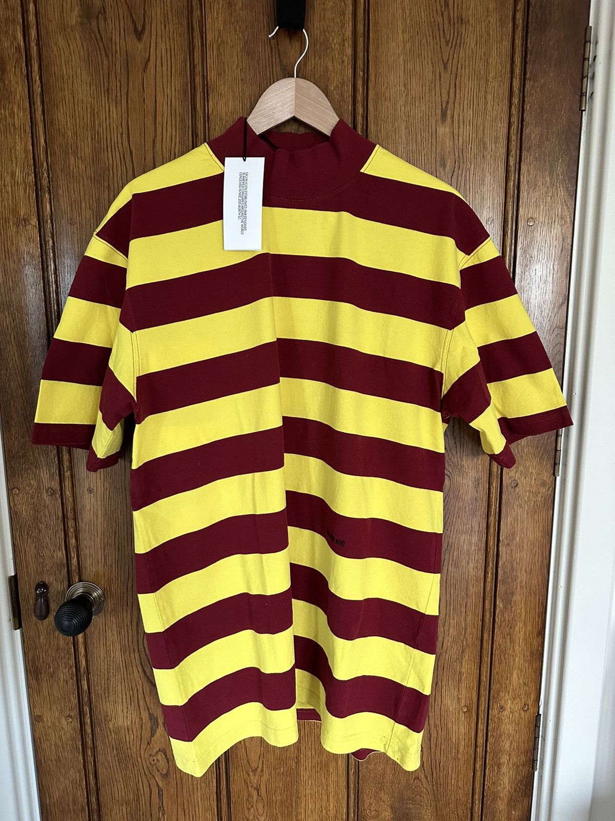 Pre-owned Calvin Klein 205w39nyc Ss19  Ss Polo Tee Stripey Raf Simons In Yellow Red