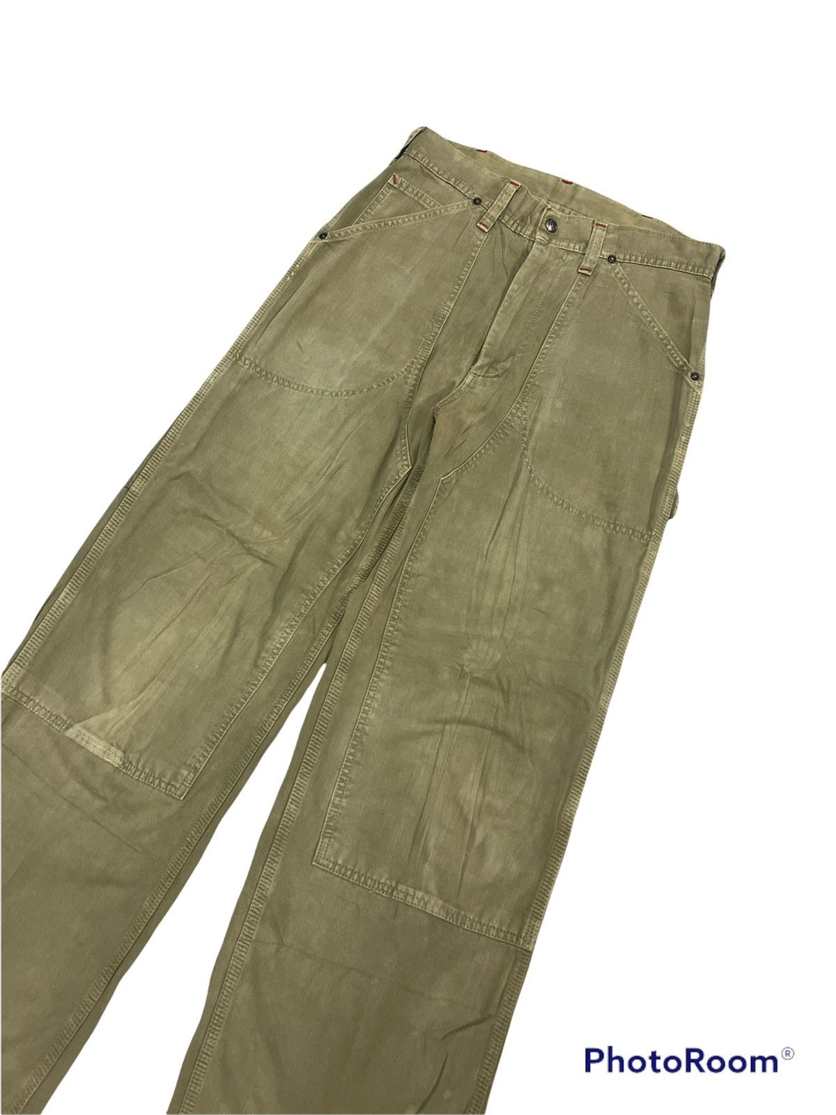Edwin × Vintage Vintage Edwin Green Faded Double Knee Capenter Size US 29 - 3 Thumbnail