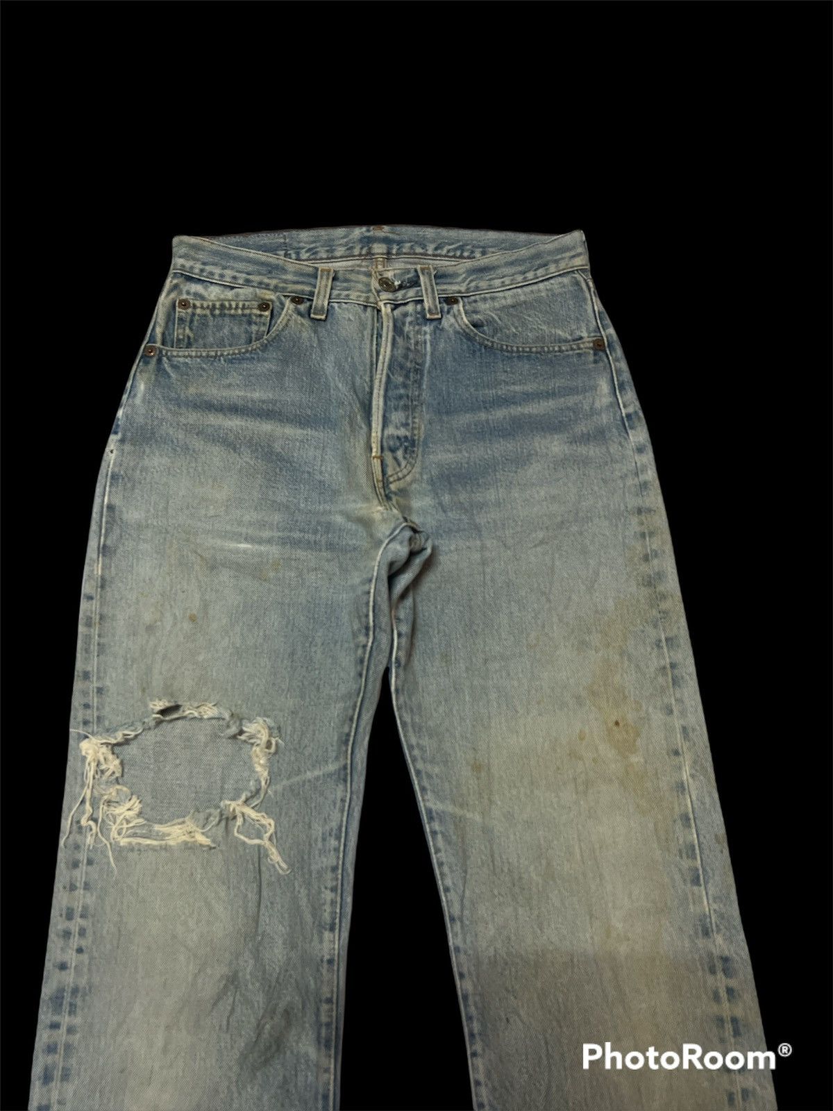 Levi's × Vintage Vintage 80’s Levis 501 Thrashed Denim Grunge Size US 28 / EU 44 - 2 Thumbnail