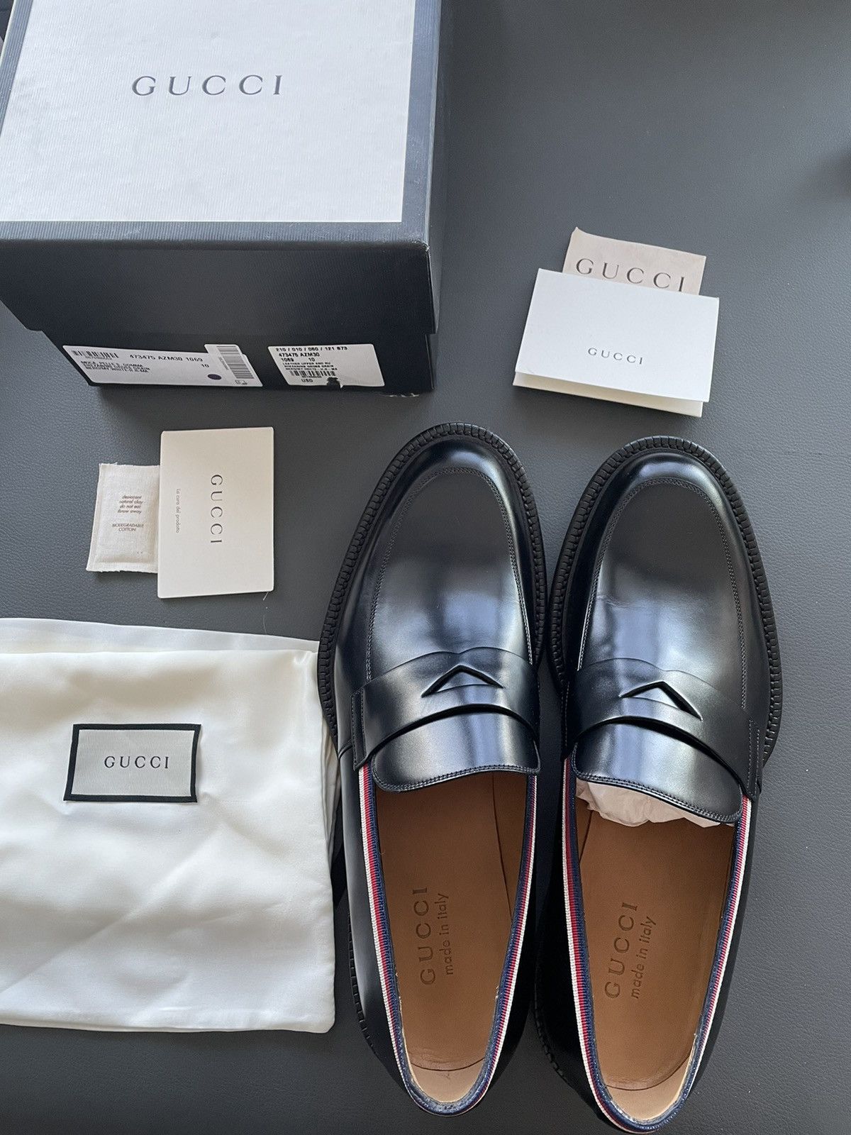 image of Gucci Runway Super Classic Iconic Leather Loafer Shoes in Black, Men's (Size 11.5)