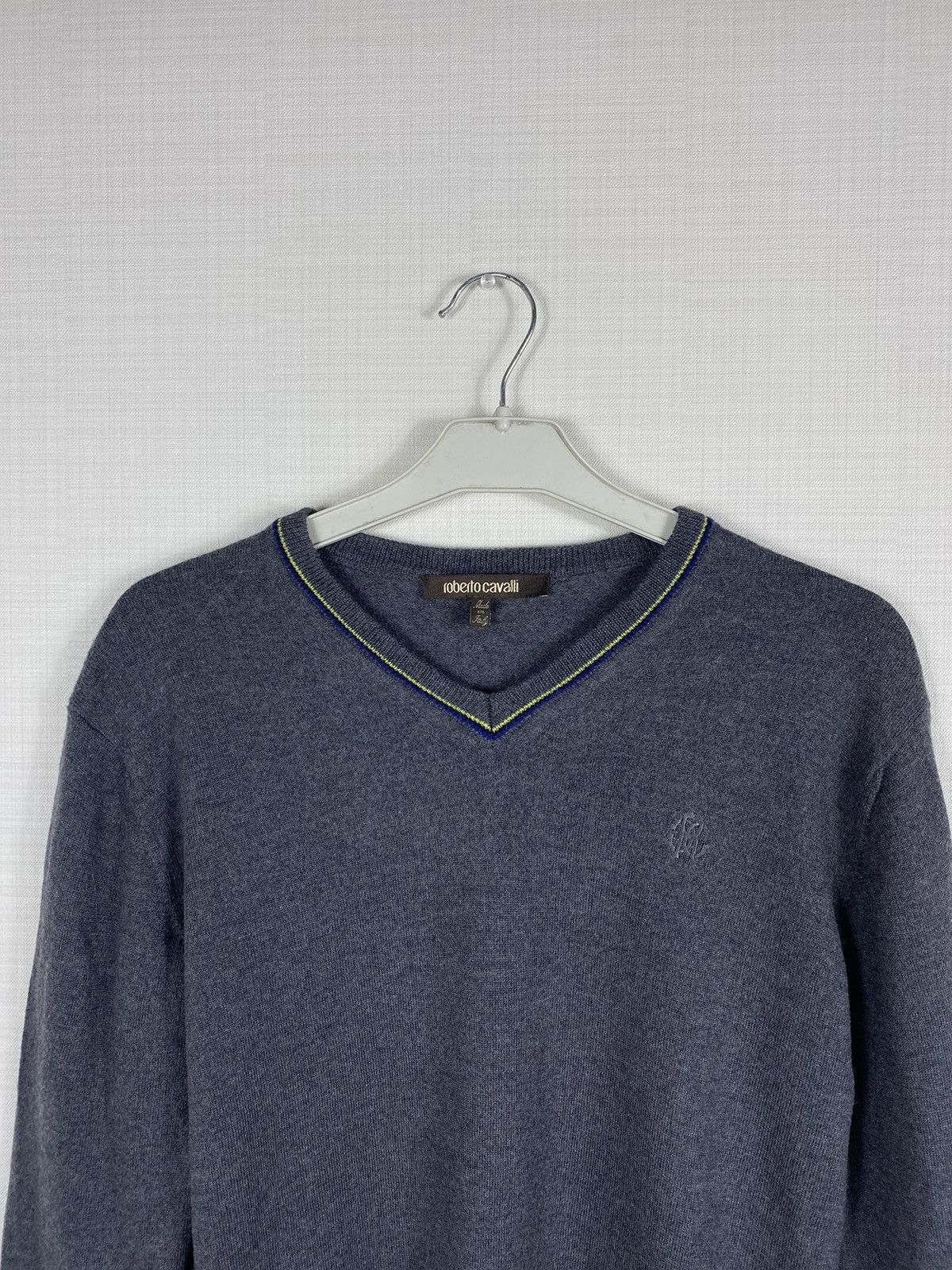 Roberto Cavalli × Vintage Roberto Cavalli Italy Long Sleeve Crewneck Sweater Logo Wool Size US M / EU 48-50 / 2 - 2 Thumbnail