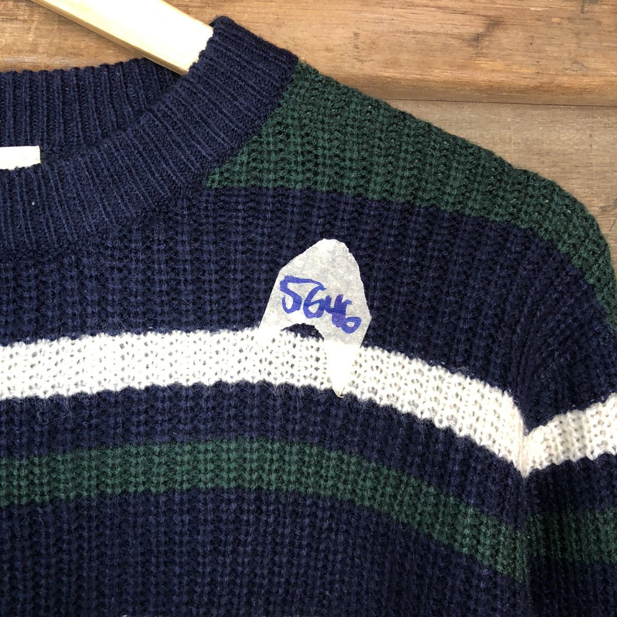 GU × Homespun Knitwear × Solid and Striped Gu Stripe Green Knitwear sweatshirt #5646 Size US M / EU 48-50 / 2 - 6 Thumbnail