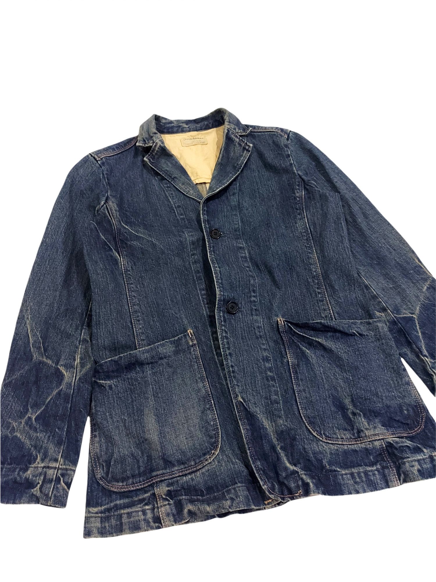 Japanese Brand × KOJIMA GENES × Spellbound RARE! VTG SPELLBOUND KOJIMA JAPAN WASHED DENIM CHORE JACKET Size US S / EU 44-46 / 1 - 7 Thumbnail