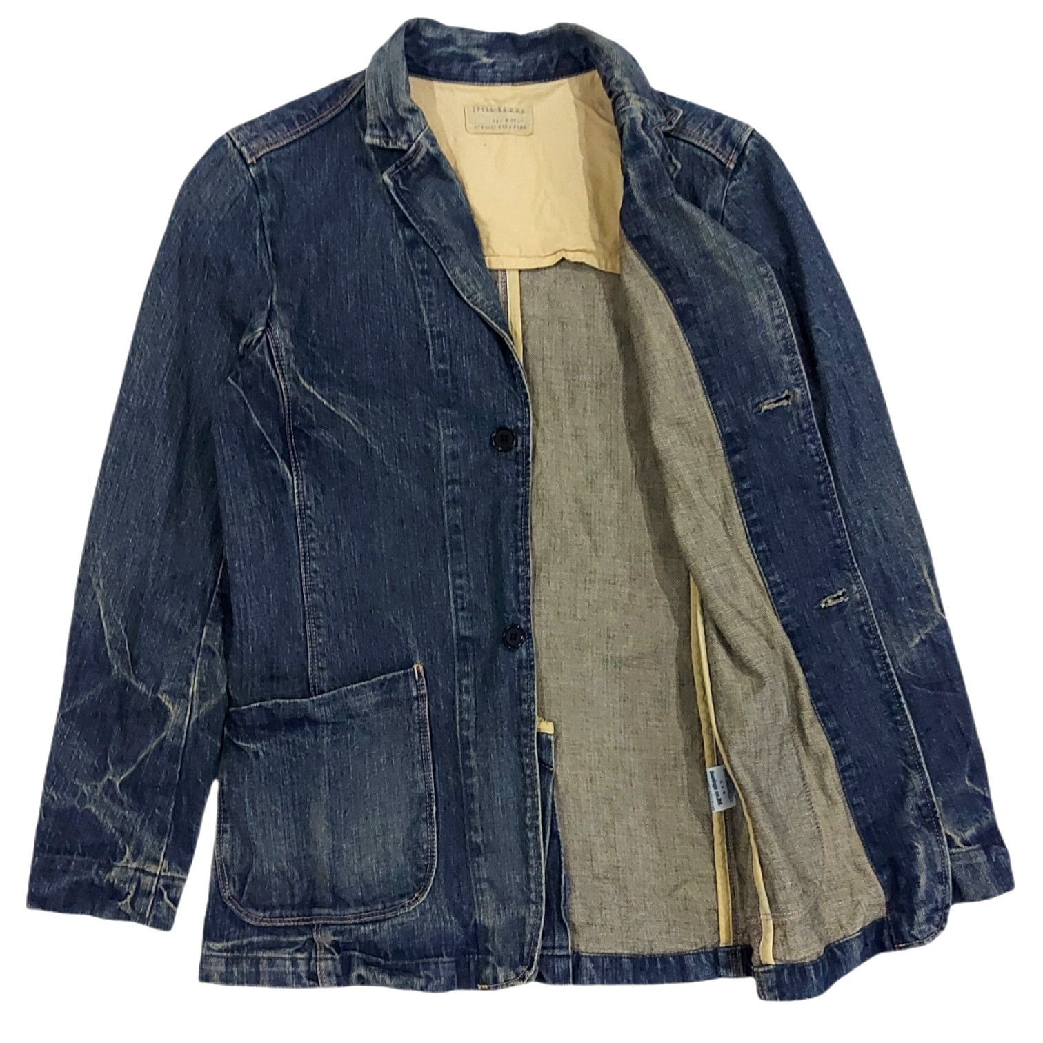 Japanese Brand × KOJIMA GENES × Spellbound RARE! VTG SPELLBOUND KOJIMA JAPAN WASHED DENIM CHORE JACKET Size US S / EU 44-46 / 1 - 2 Thumbnail