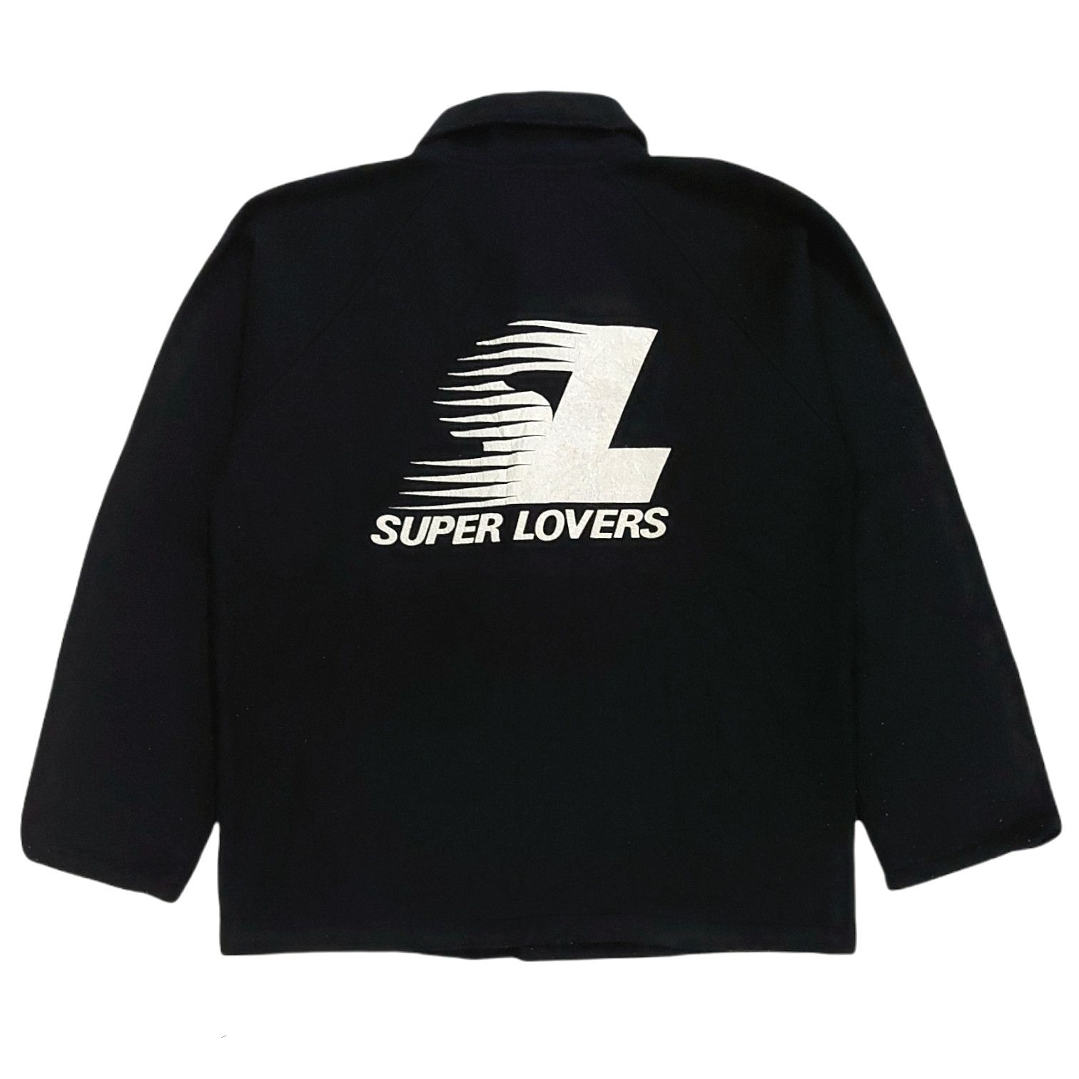 image of VTG Superlovers By Lovers Rock Big Logo Fleece Jacket in Black, Men's (Size Medium)