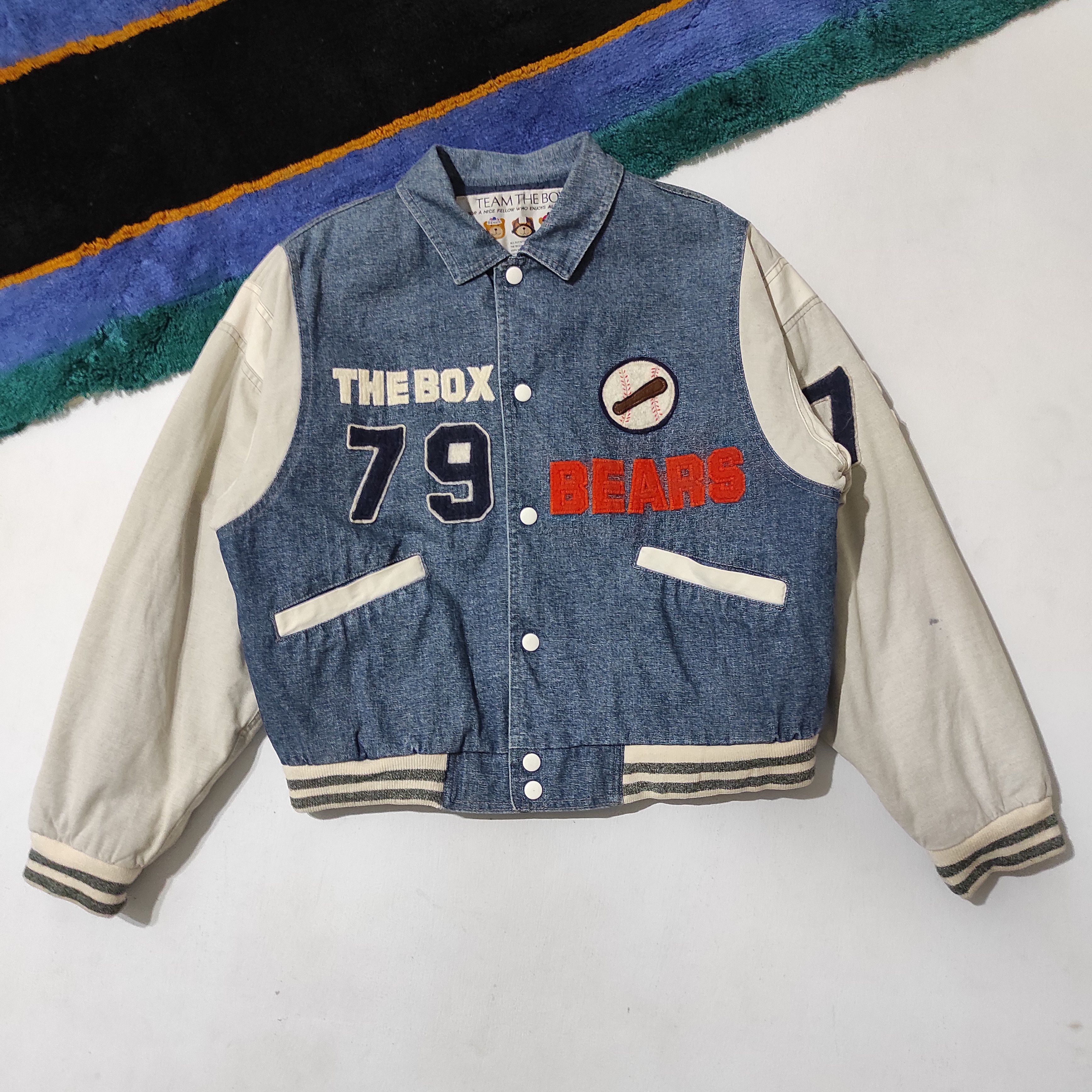 Japanese Brand VINTAGE TEAM BEAR'S THE BOX VARSITY JACKET Size US M / EU 48-50 / 2 - 9 Thumbnail