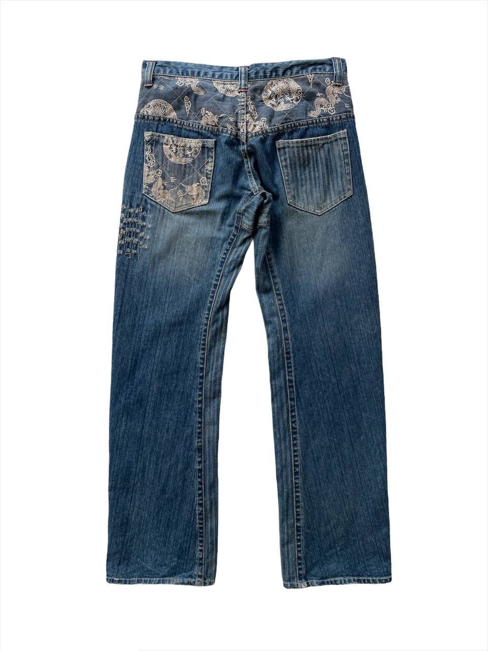 Japanese Brand Rebuild Denim Dragons Print Straight Cut Jeans Size US 32 / EU 48 - 7 Thumbnail