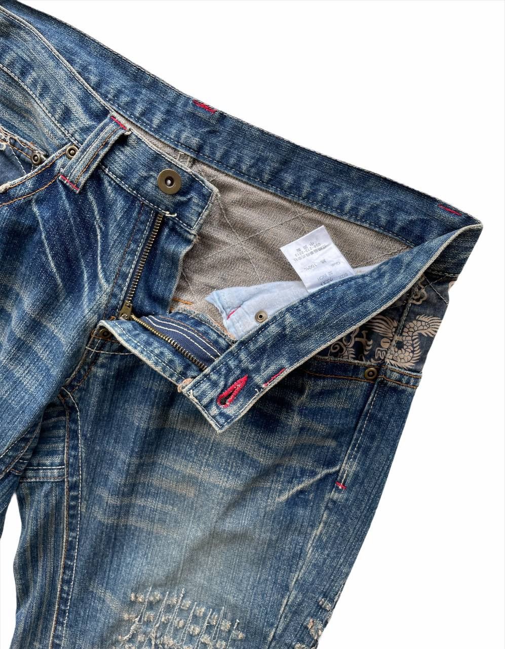Japanese Brand Rebuild Denim Dragons Print Straight Cut Jeans Size US 32 / EU 48 - 5 Thumbnail