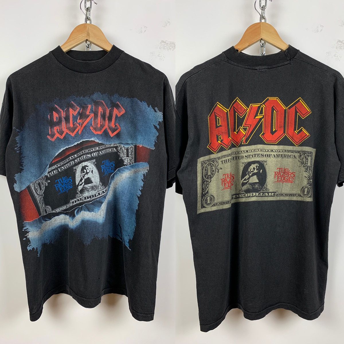 Ac/Dc × Band Tees × Vintage 90s Vintage AC/DC The Razors Edge One ...