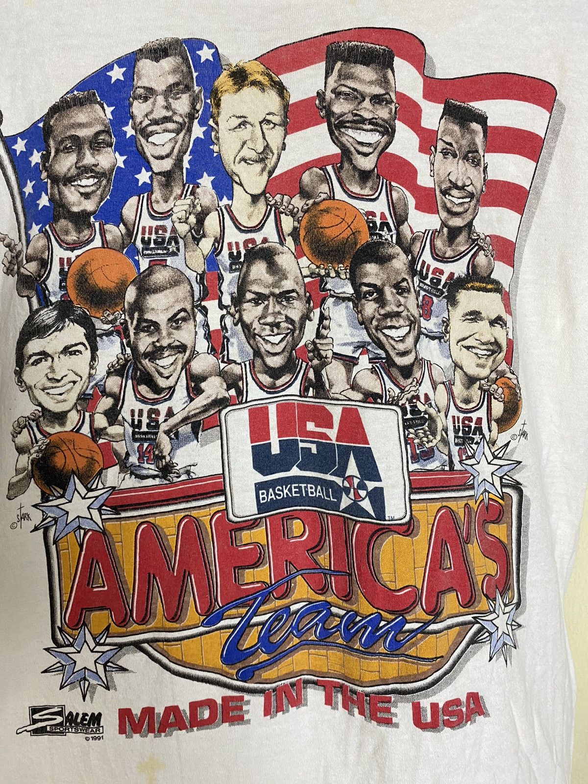 Salem Sportswear × Vintage Vintage 1991 USA Dream Team Tshirt Size US M / EU 48-50 / 2 - 2 Thumbnail
