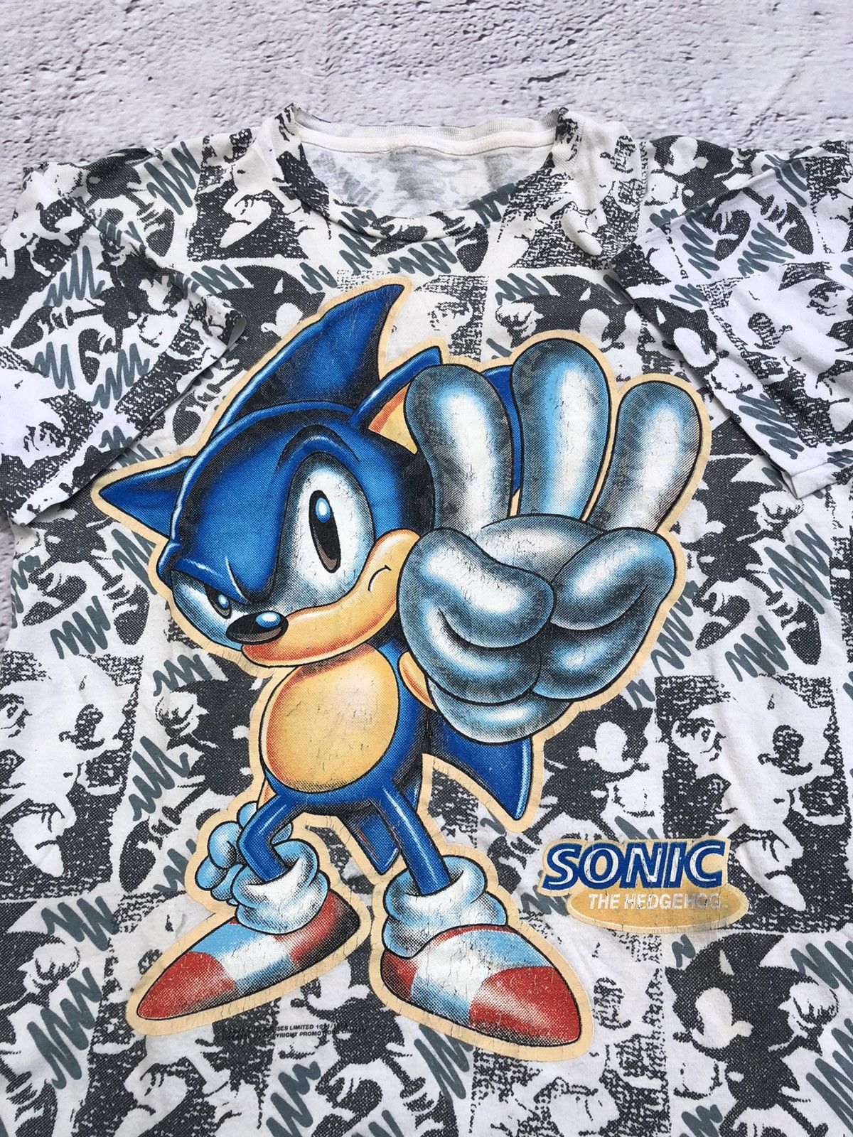 Cartoon Network Vintage 1991/92 Sonic The Hedgehog Sega Promo All Print Tee Size US L / EU 52-54 / 3 - 3 Thumbnail