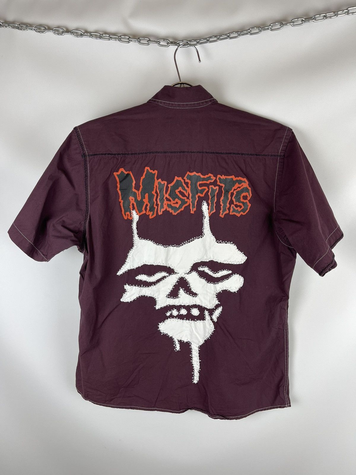 image of Band Tees x Dragonfly 2004 Misfits By Dragonfly Vintage Big Logo Printed Shirt in Violet (Size Smal