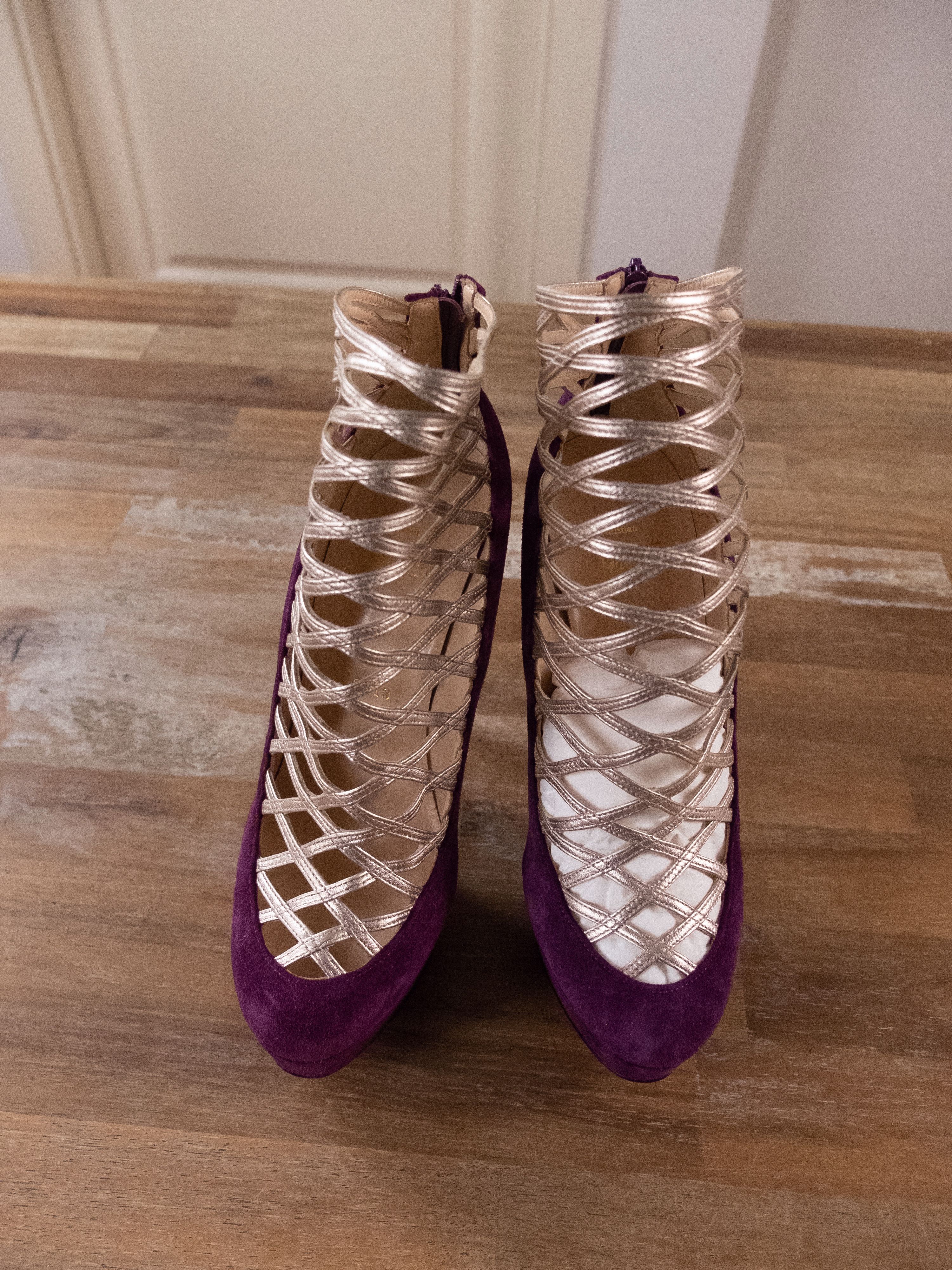 Christian Louboutin CHRISTIAN LOUBOUTIN Berlinissimo purple suede ankle boots 6 Size US 6 / IT 36 - 2 Thumbnail