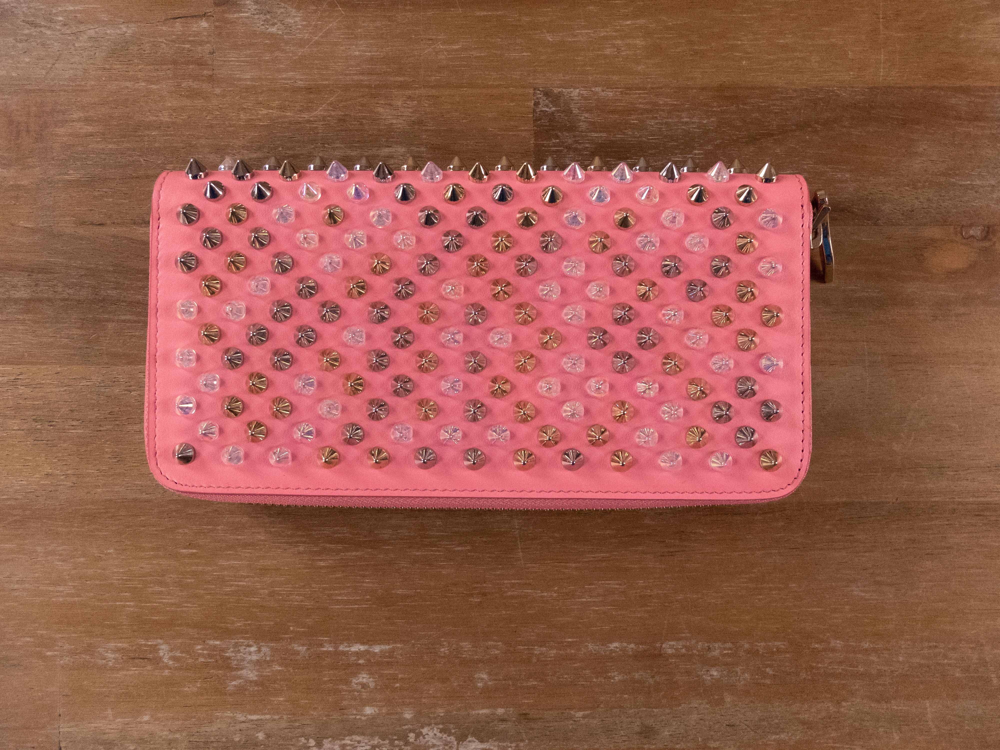 Christian Louboutin CHRISTIAN LOUBOUTIN Panettone pink leather spikes zip wallet Size ONE SIZE - 3 Thumbnail