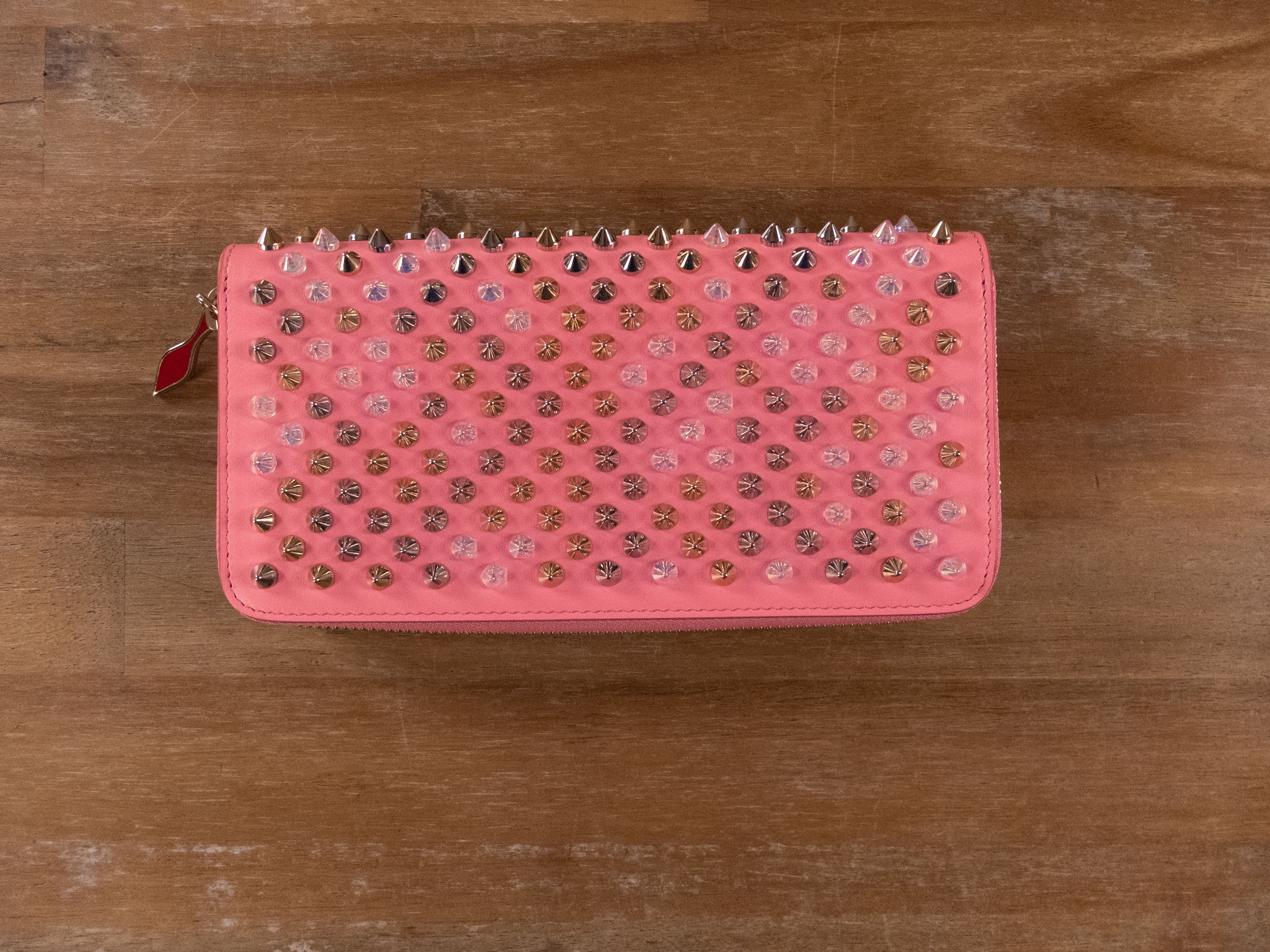 Christian Louboutin CHRISTIAN LOUBOUTIN Panettone pink leather spikes zip wallet Size ONE SIZE - 1 Thumbnail