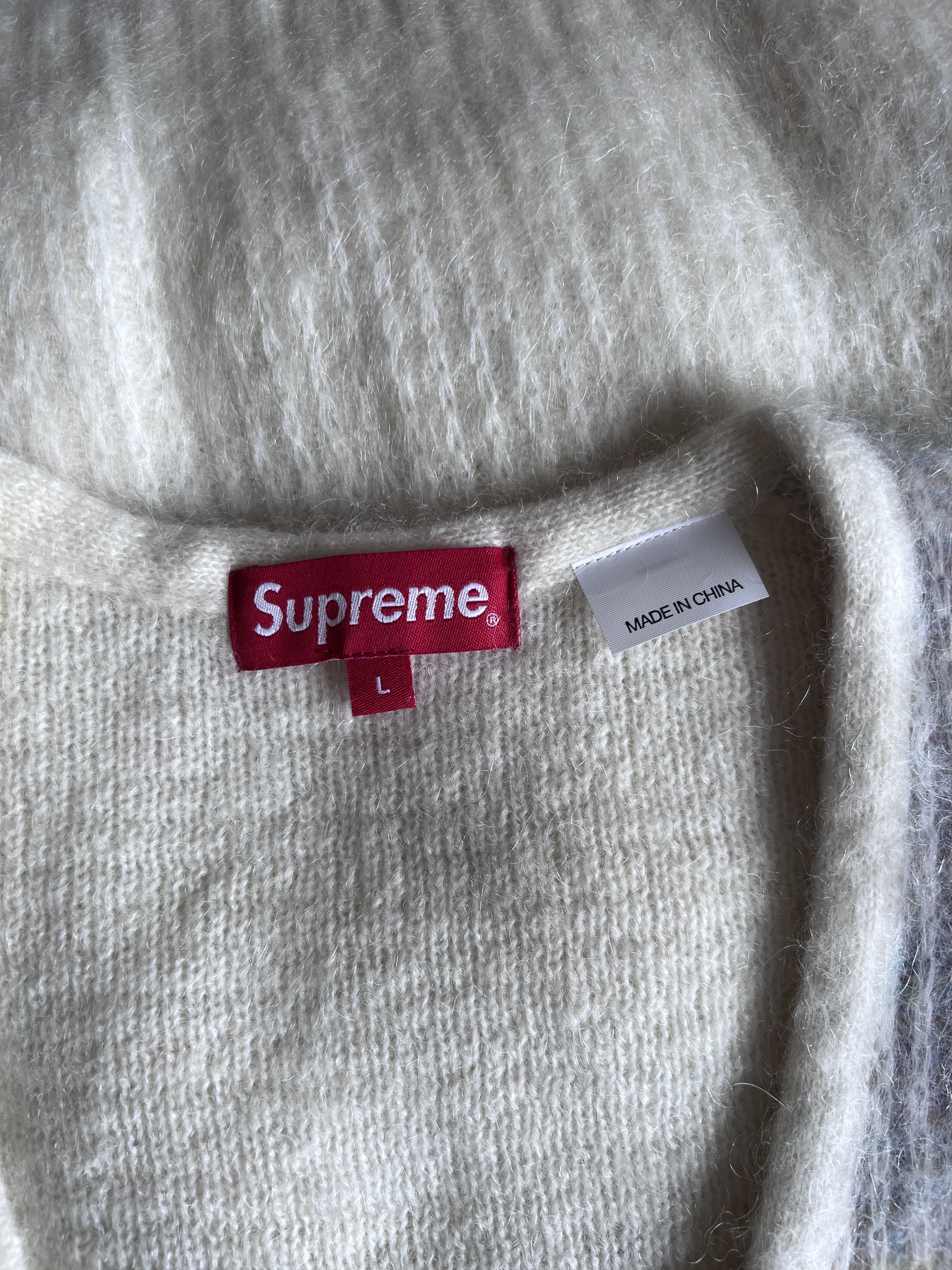 Supreme Supreme Brushed Grid Mohair Cardigan White Size US L / EU 52-54 / 3 - 4 Thumbnail