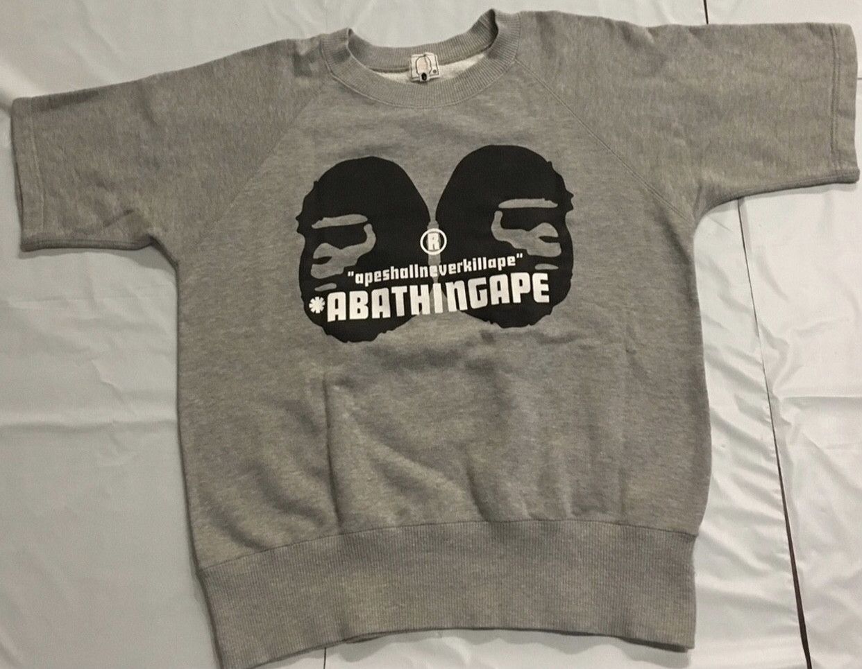 image of Bape Crew Neck Sweatshirt in Grey, Men's (Size Small)