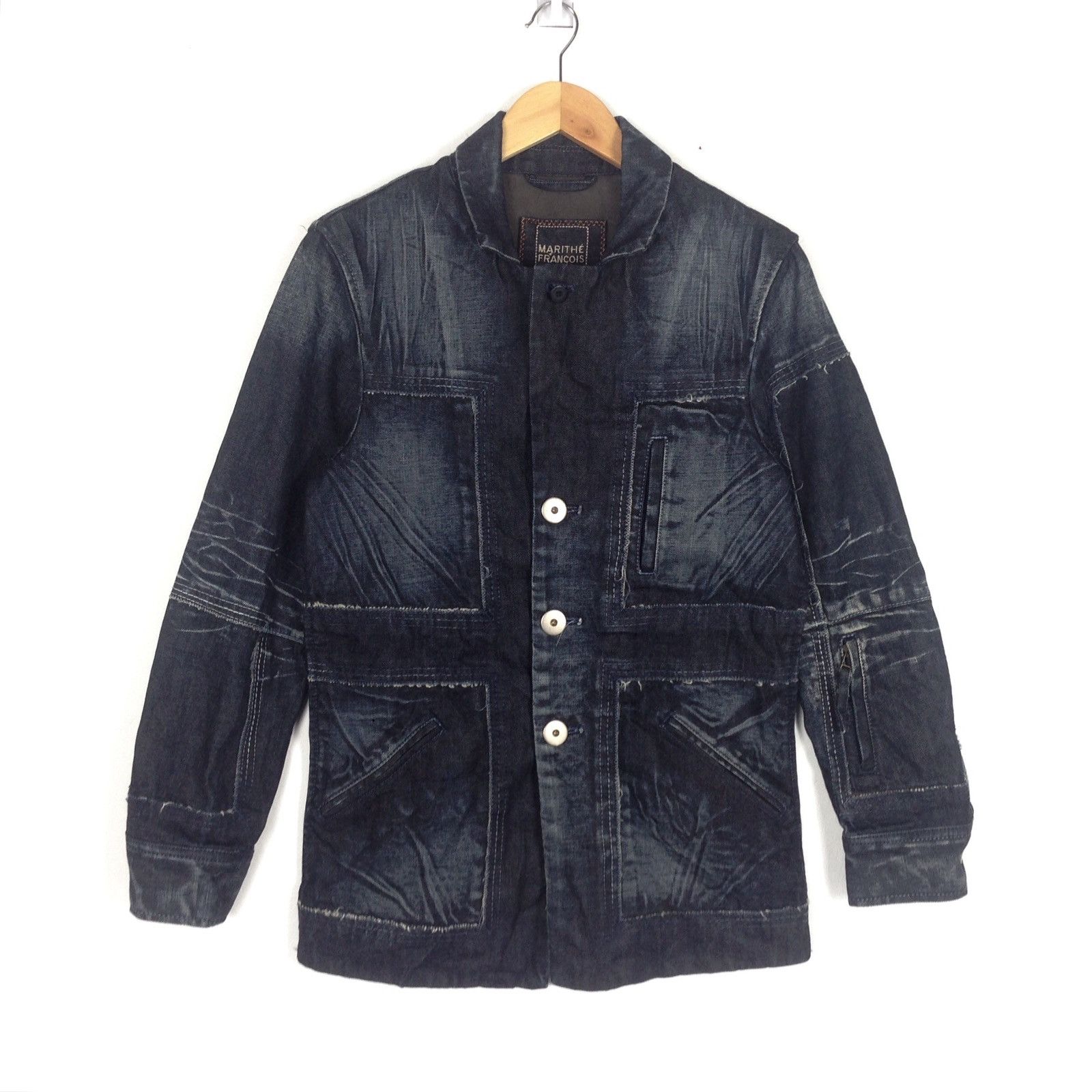image of Marithe Francois Girbaud Trucker Denime Jacket in Blue Denim, Men's (Size Small)