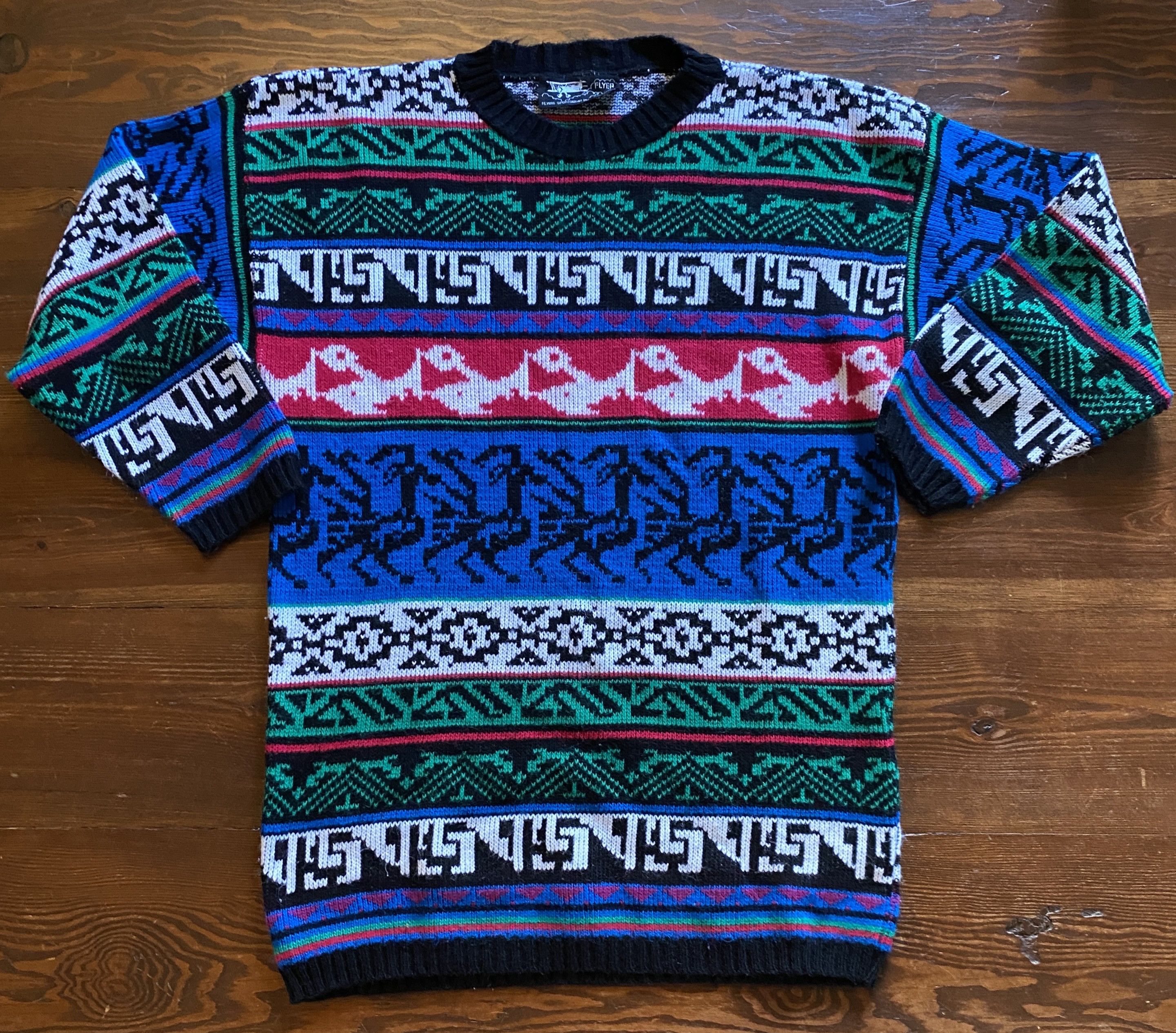 Vintage Vintage 80's Flyer Aeronautic Theme 3/4 Sleeve Knit Sweater Size US L / EU 52-54 / 3 - 1 Thumbnail