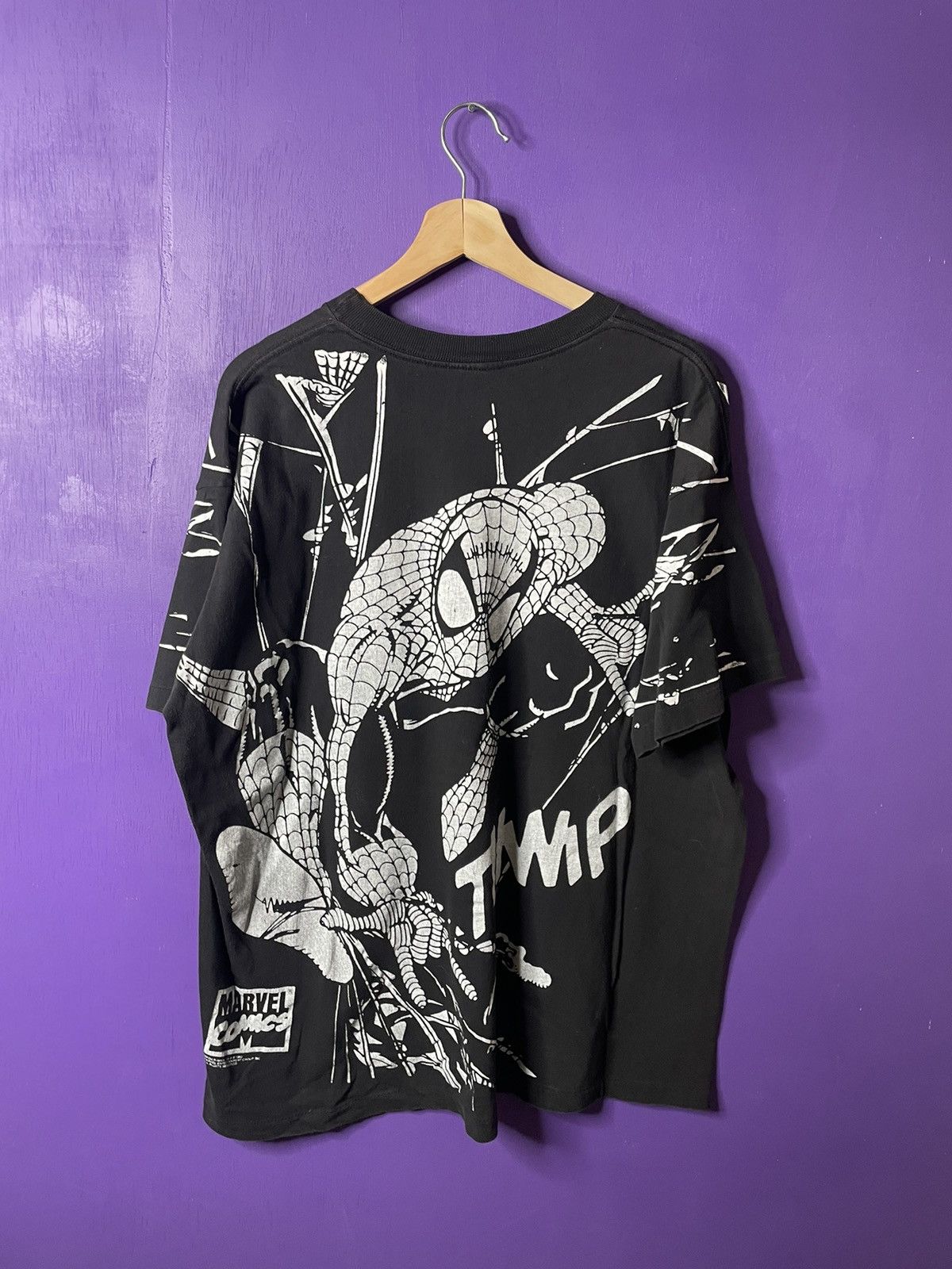 Marvel Comics × Vintage Vintage 1993 Spider-Man “THWIP” webs AOP t-shirt Size US XL / EU 56 / 4 - 2 Thumbnail
